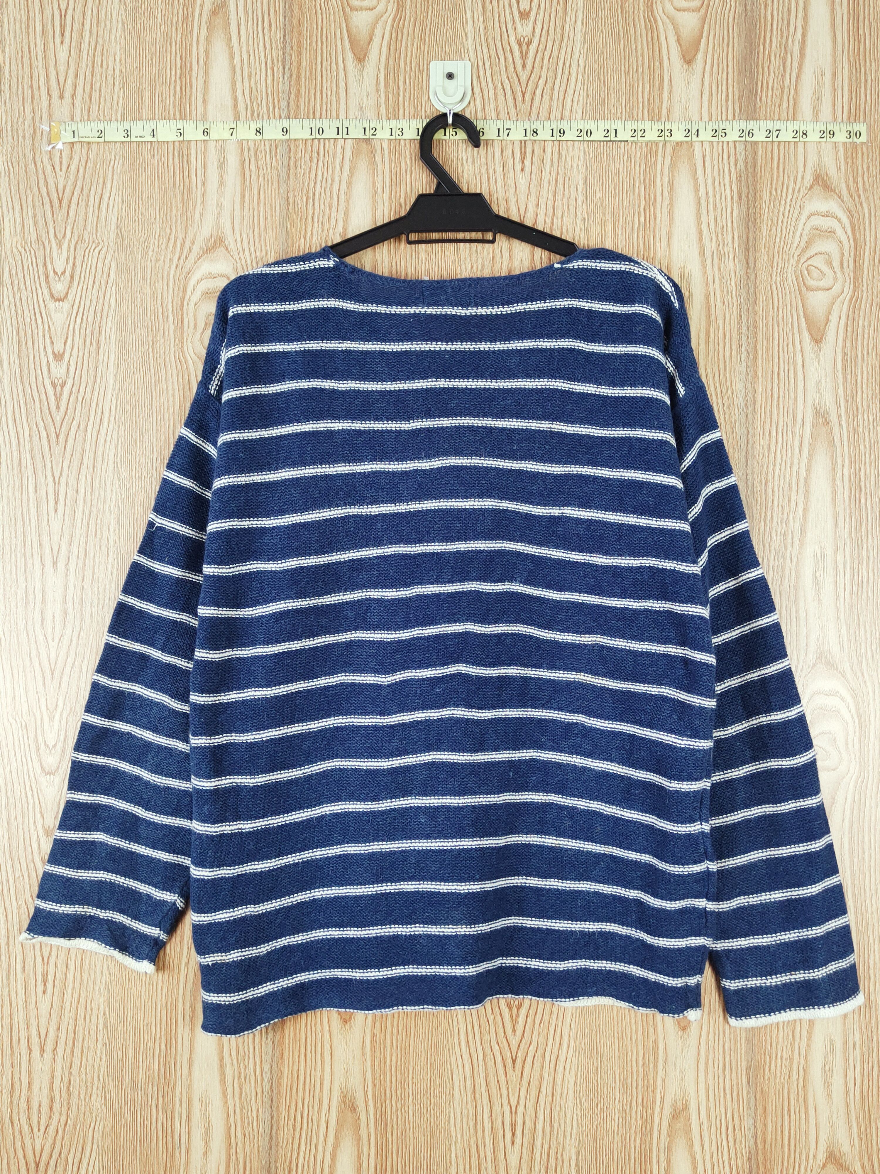 Homespun Knitwear Uniqlo Blue White Stripe Knitwear Long Sleeve T-shirts #W815 Size US L / EU 52-54 / 3 - 7 Thumbnail