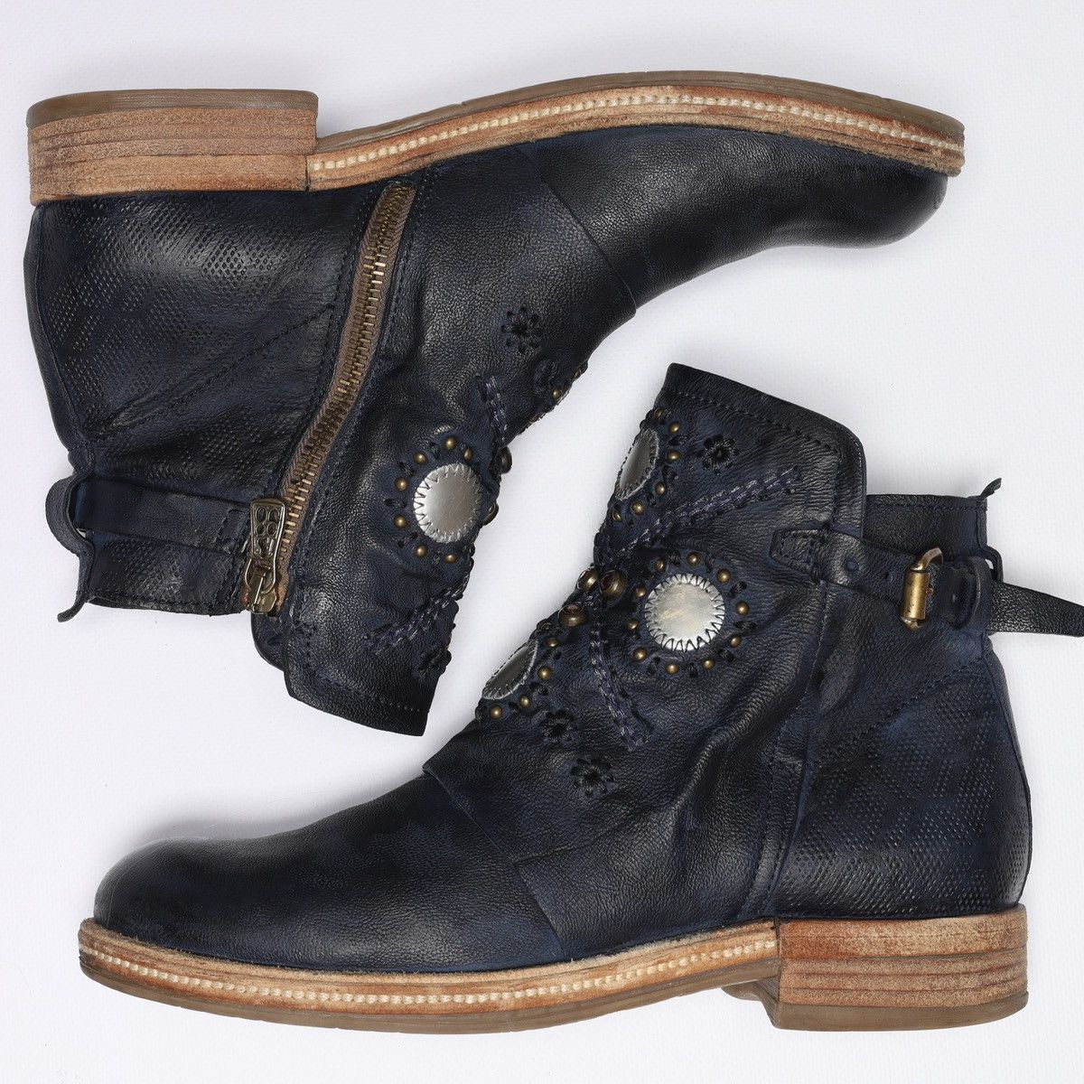 A.S.98 Airstep Navy Ankle Boots Leather as98 Shoes