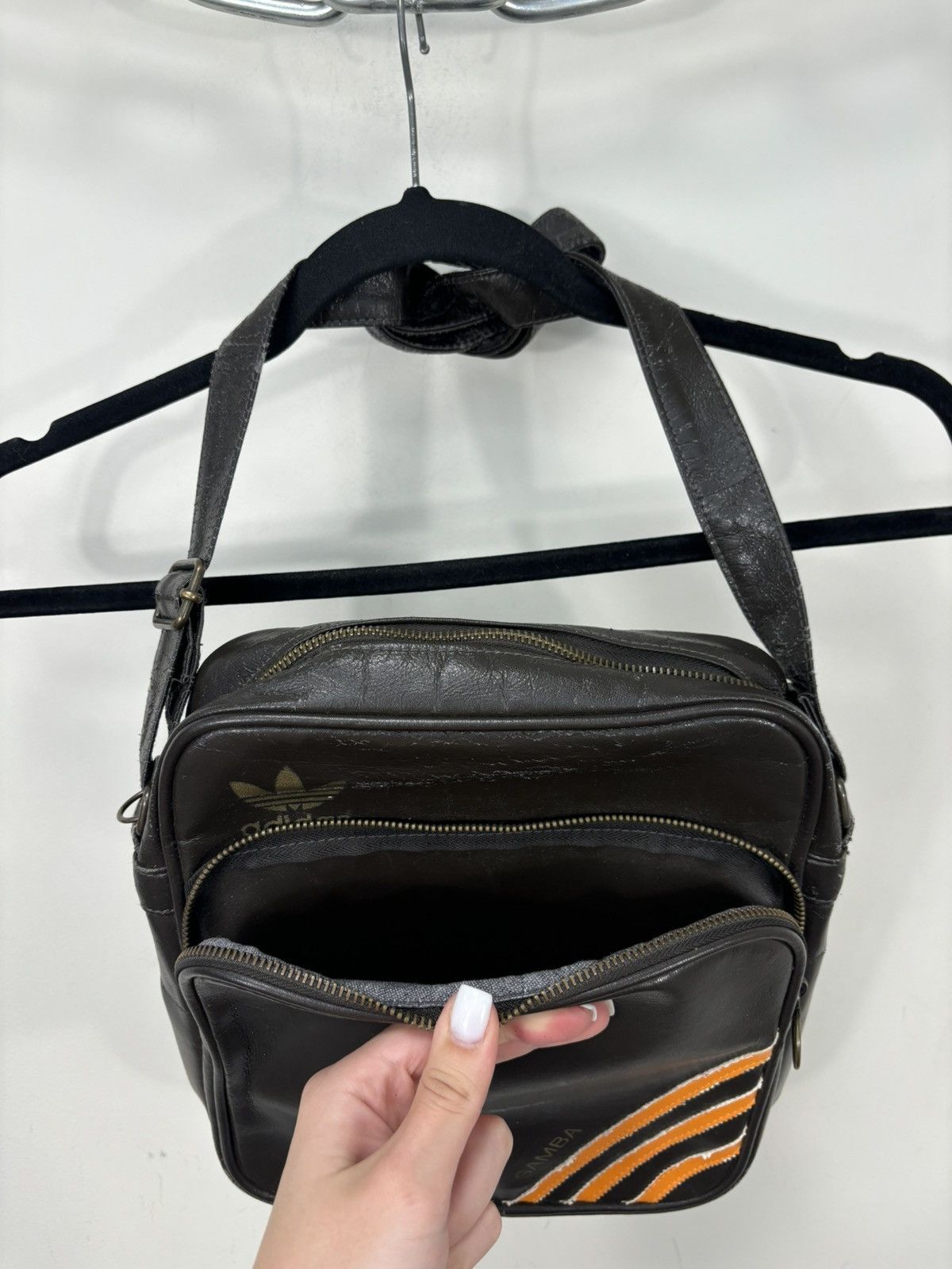 Adidas Vintage Adidas Samba Y2K Hype Brown Leather Messenger Bag Size ONE SIZE - 10 Thumbnail