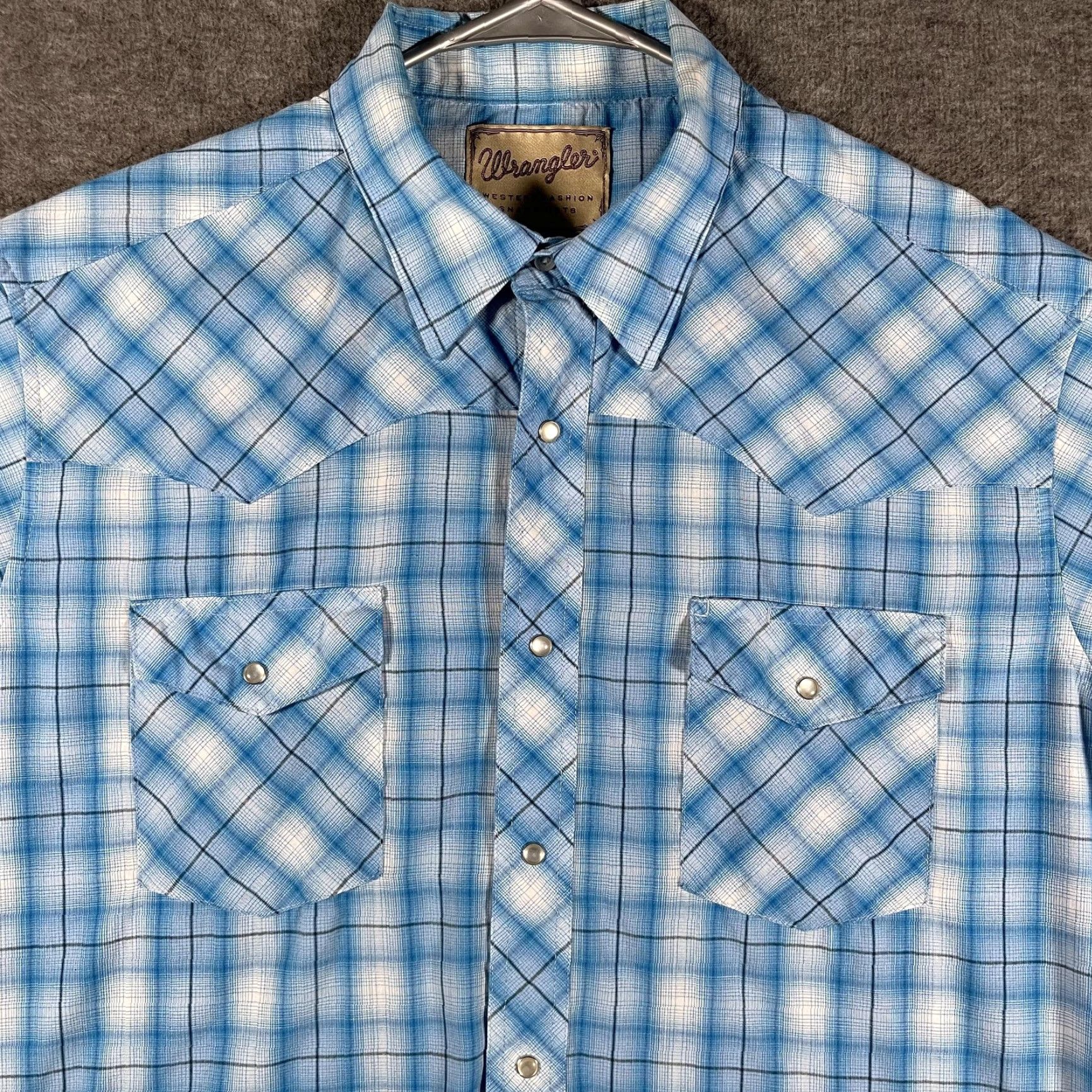 Wrangler VINTAGE Wrangler Shirt Mens M Blue Plaid Short Sleeve Pearl Snap Western Cowboy Size US M / EU 48-50 / 2 - 2 Thumbnail