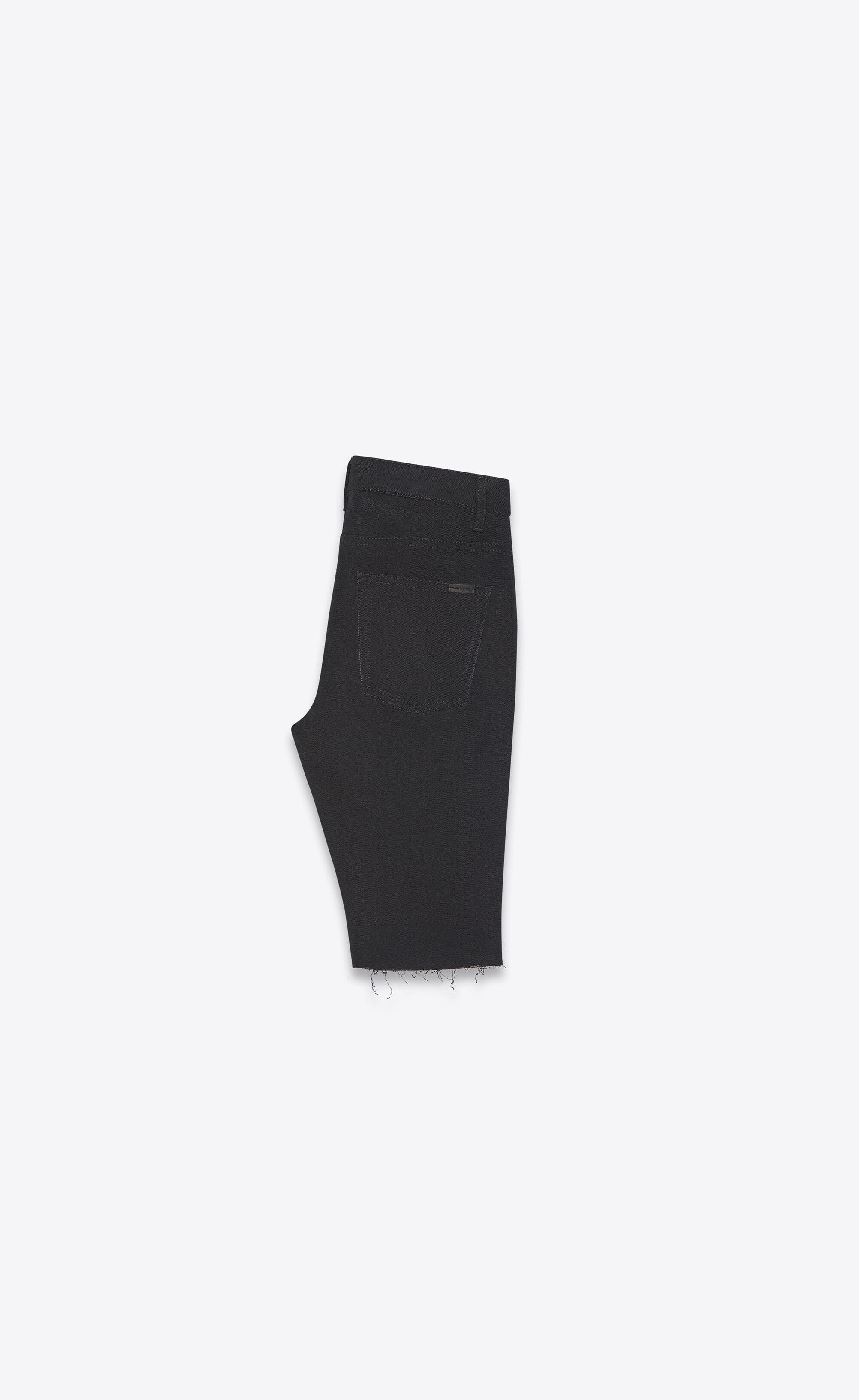 Saint Laurent Paris o1s1wg110924 Cycling Shorts in Used Denim in Black Size 25" / US 0 / IT 36 - 2 Thumbnail