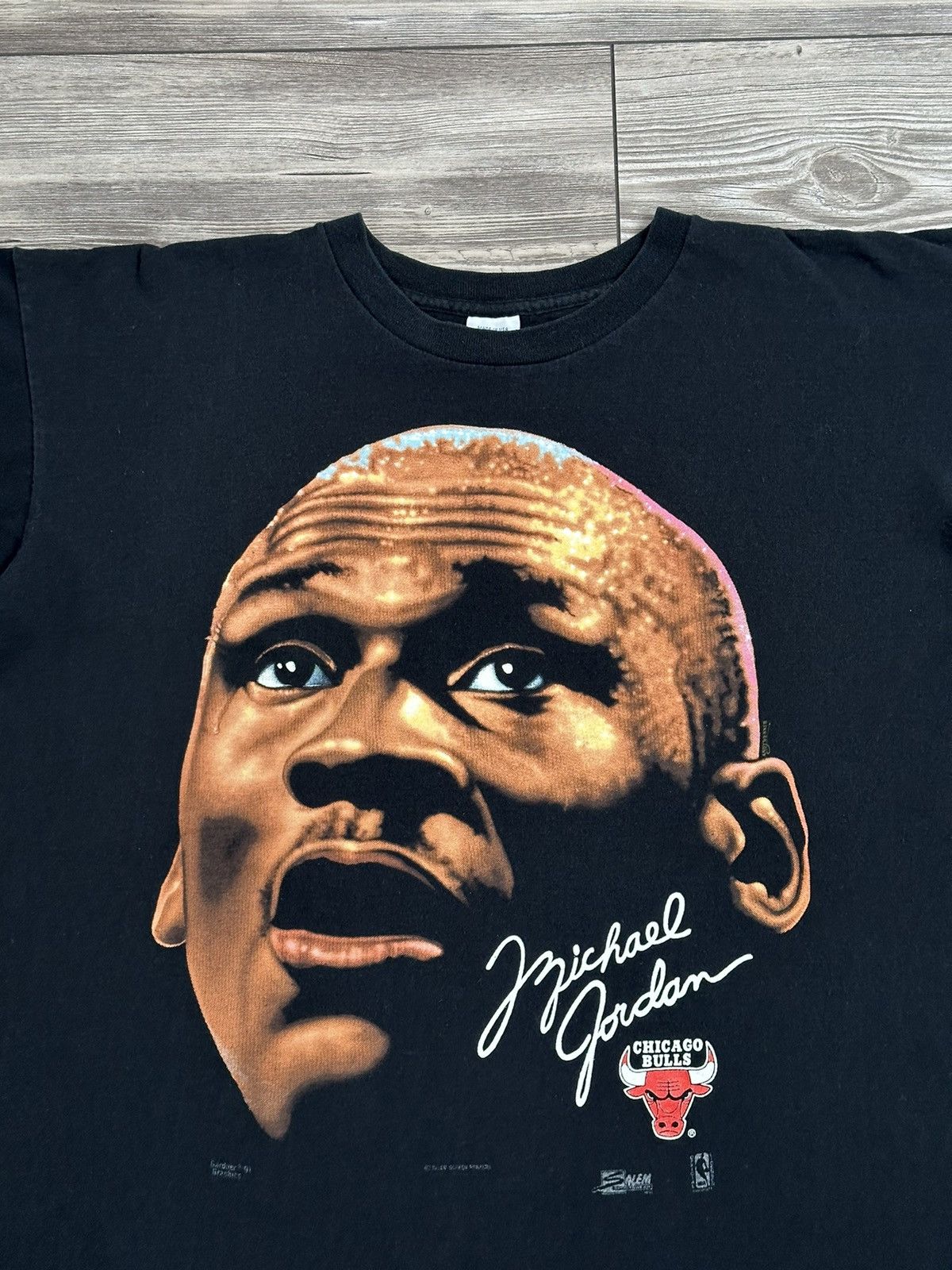Salem Sportswear Vintage 90's Michael Jordan Big Face Salem T Shirt Size US XL / EU 56 / 4 - 2 Thumbnail
