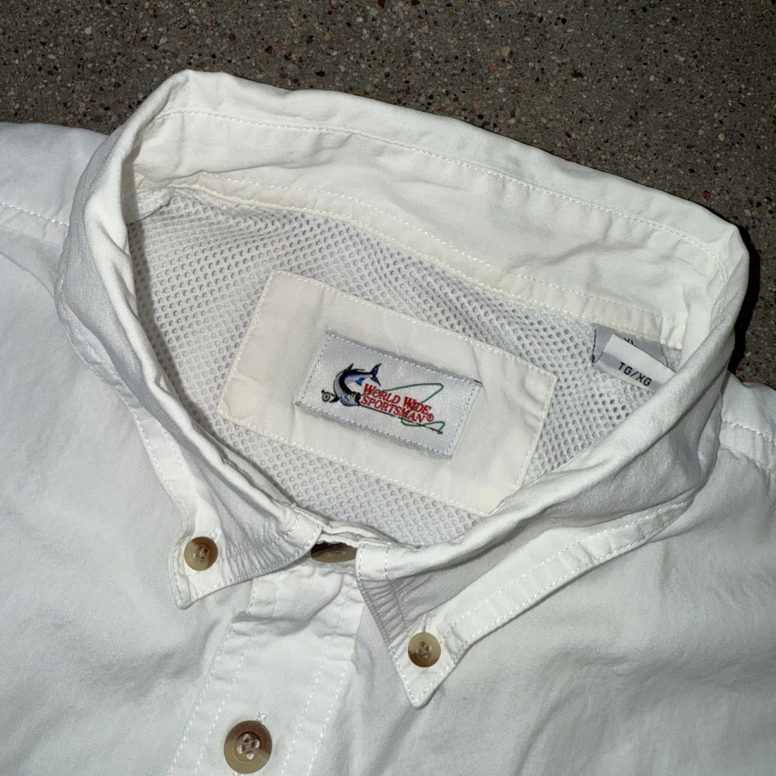 Designer Vtg World Wide Sportsman Shirt Mens XL White Fishing Outdoor Size US XL / EU 56 / 4 - 2 Thumbnail
