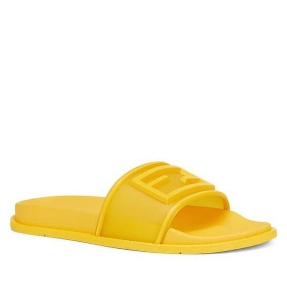 Fendi NEW - FENDI Logo-Embossed Baguette Rubber Slide Sandals - Ye Size US 7.5 / EU 40-41 - 3 Thumbnail