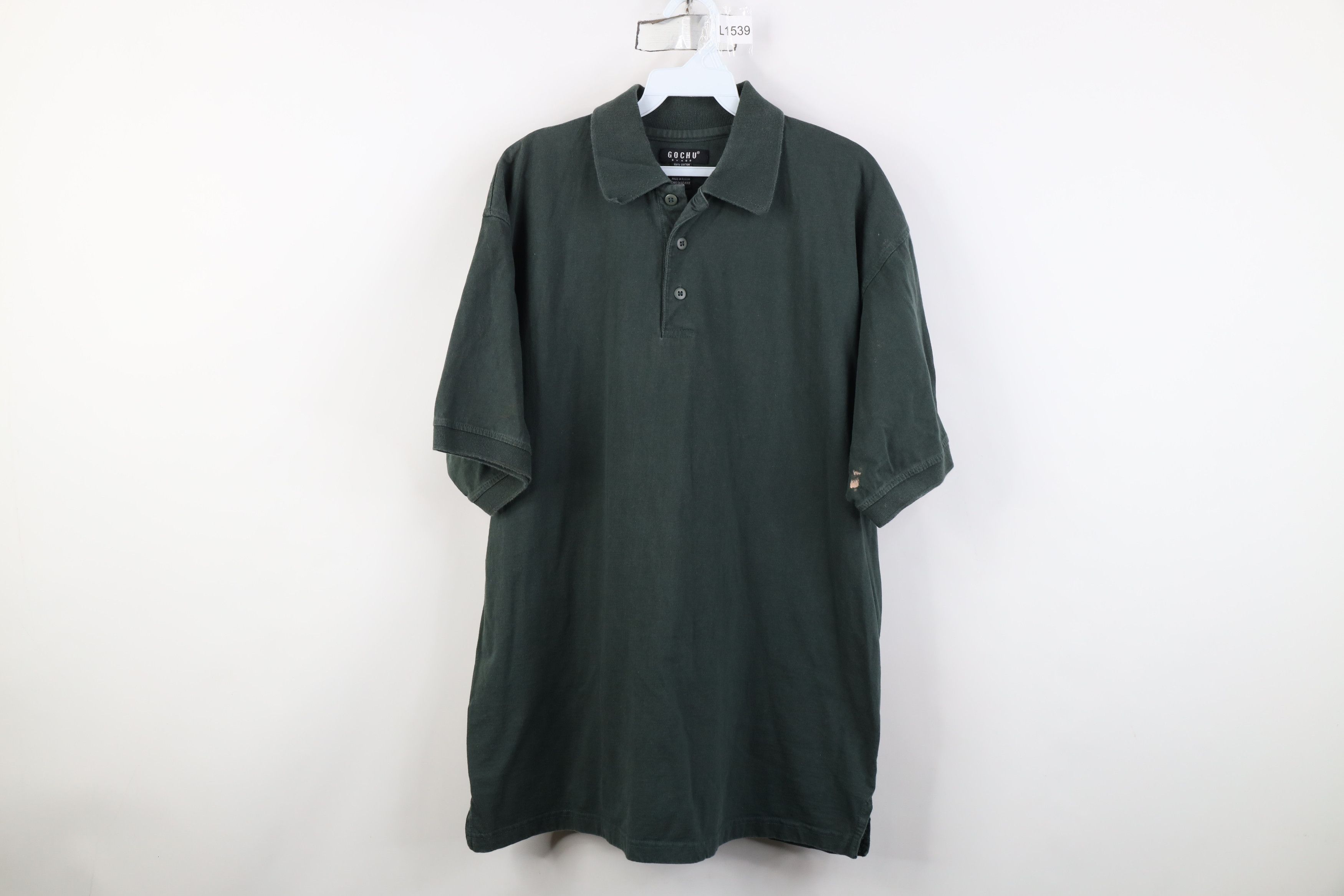 Vintage Vintage 90s Streetwear Blank Baggy Fit Golf Polo Shirt Green Size US L / EU 52-54 / 3 - 1 Thumbnail