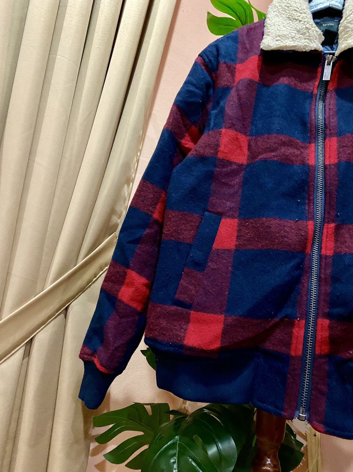 Bershka Bershka Red and Blue Plaid Sherpa Jacket - Vintage Inspired Size US S / EU 44-46 / 1 - 9 Thumbnail