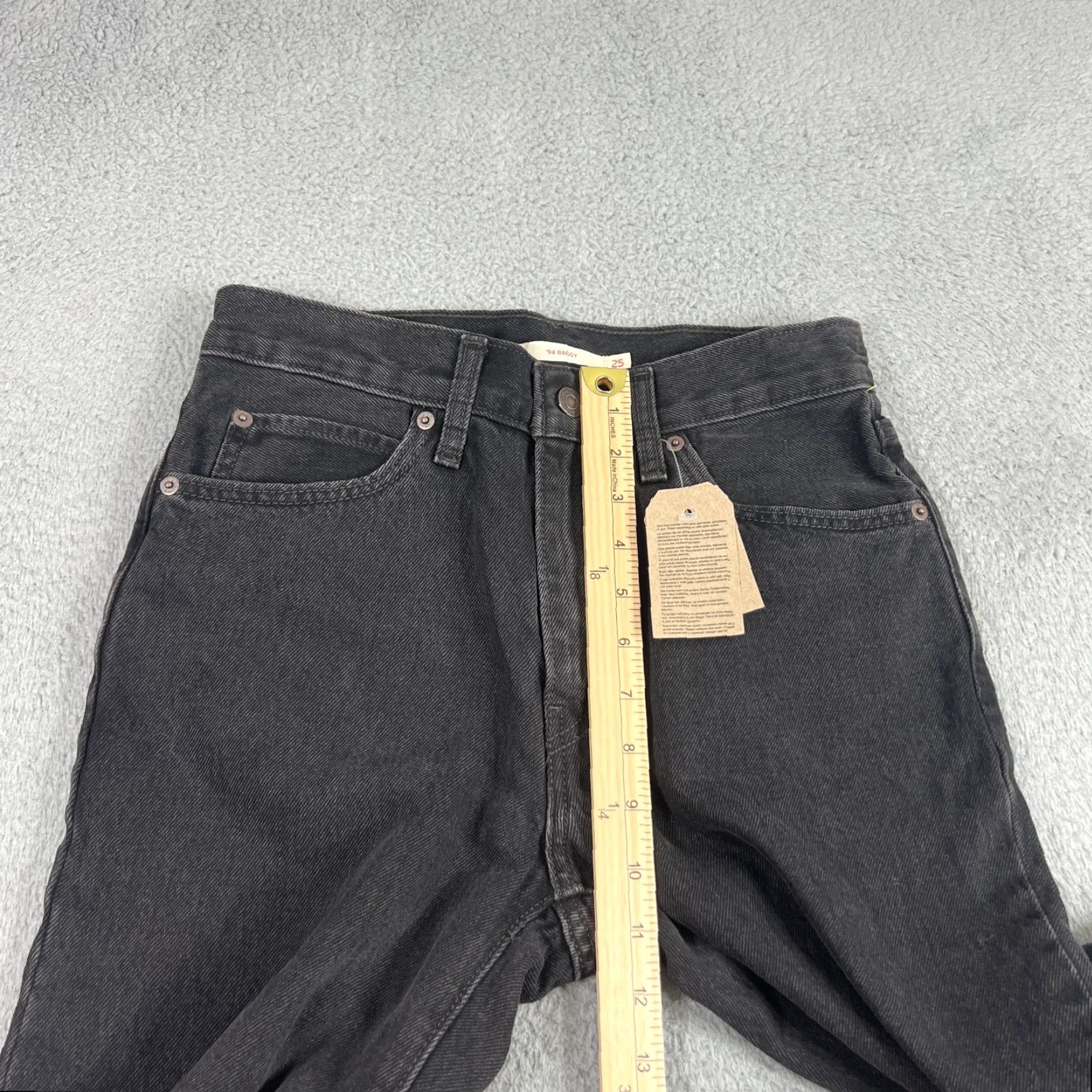 Levi's Levi's 94 Baggy Jeans Womens Size 25 Black High Rise Straight Leg Grunge Skater Size 42" / US 20 - 3 Thumbnail