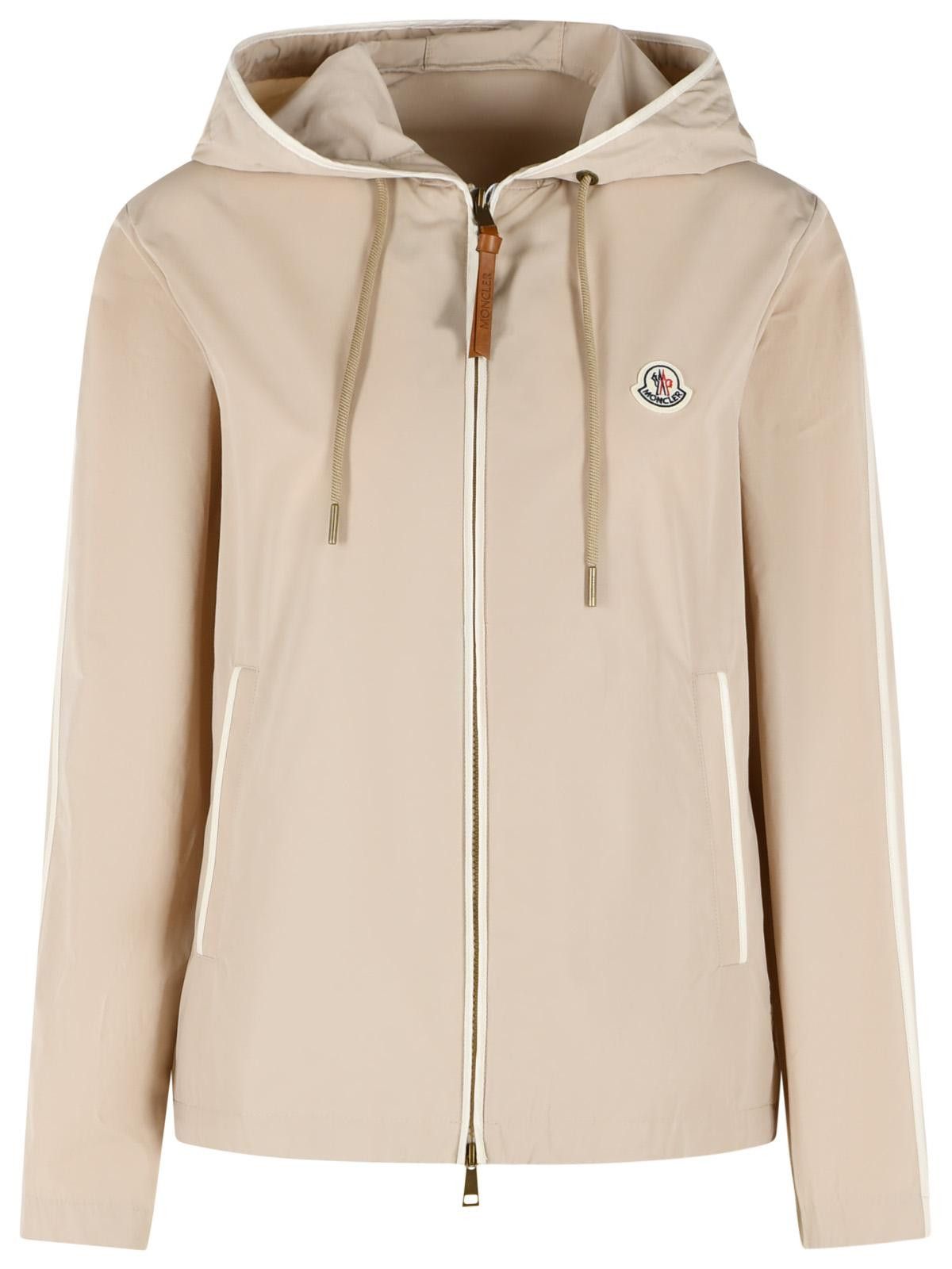 Moncler MONCLER 'Sarracenia' Hooded Jacket In Polyester And Beige Cotton Size S / US 4 / IT 40 - 1 Thumbnail
