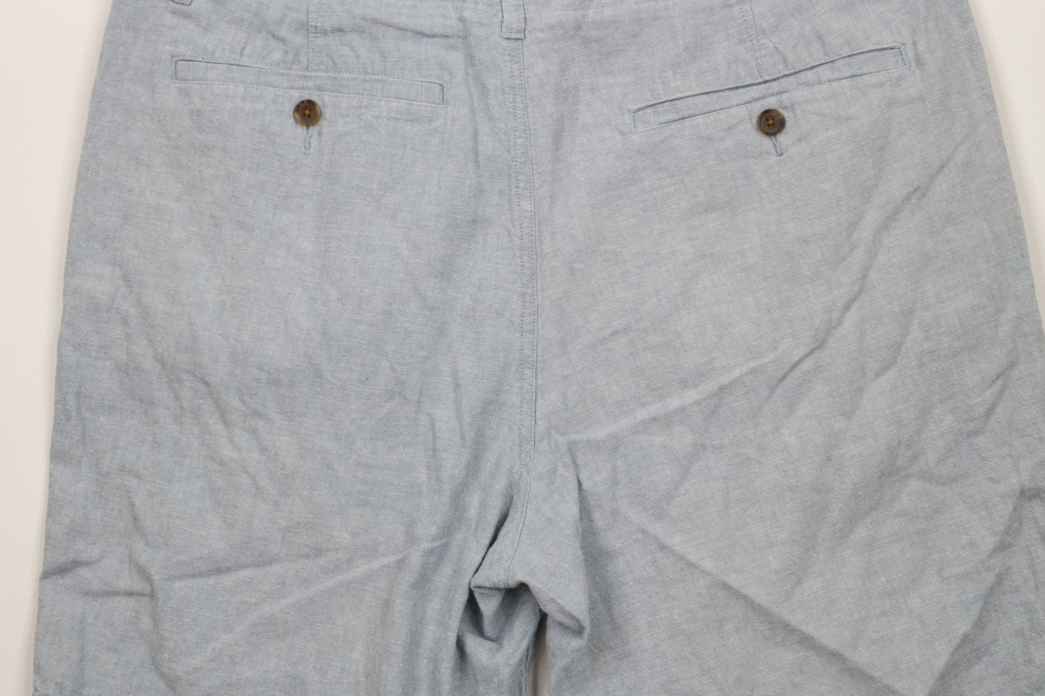 J.Crew × Vintage J Crew Gramercy Above Knee Linen Blend Chambray Shorts Blue Size US 38 / EU 54 - 13 Thumbnail