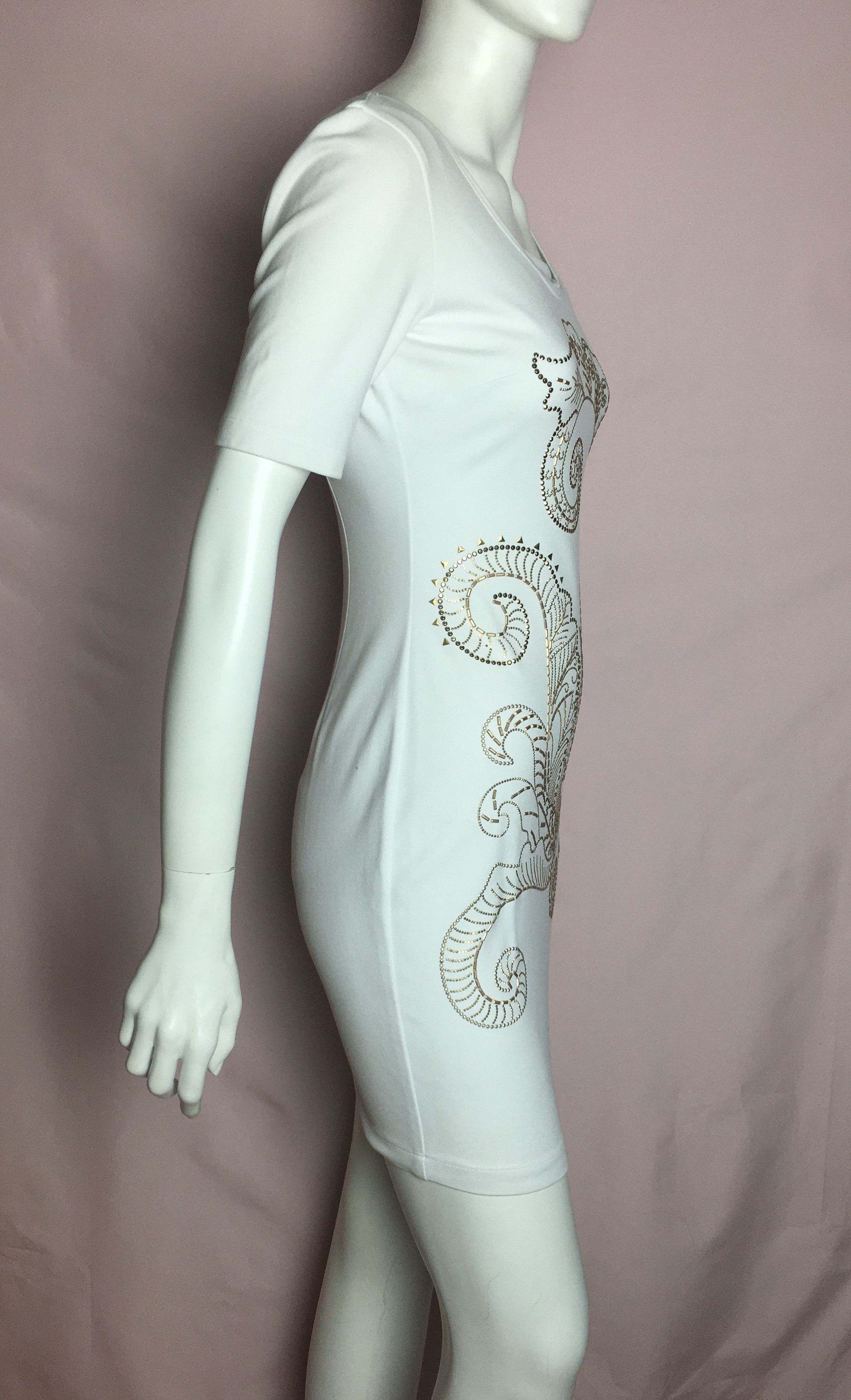 Versace Versace Jeans White Baroque Studded Paisley Dress Size S / US 4 / IT 40 - 3 Thumbnail