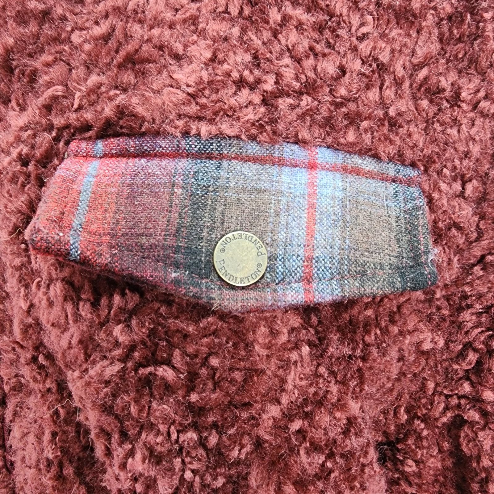 Pendleton Pendleton Western Maroon Ladies Sherpa Plaid Accent Jacket Size L / US 10 / IT 46 - 8 Thumbnail