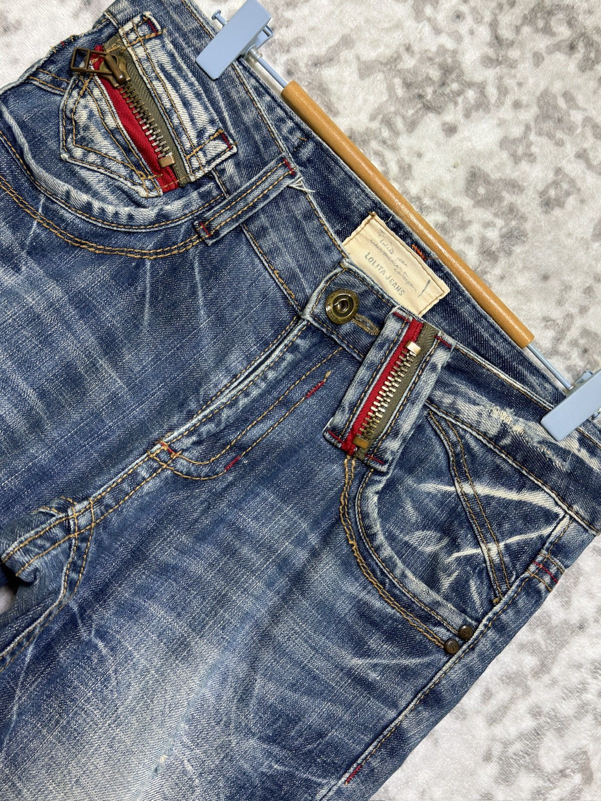 Japanese Brand Lolita Y2K Japanese Flare Zip Back Pocket Concert Club Denim Size US 32 / EU 48 - 9 Thumbnail