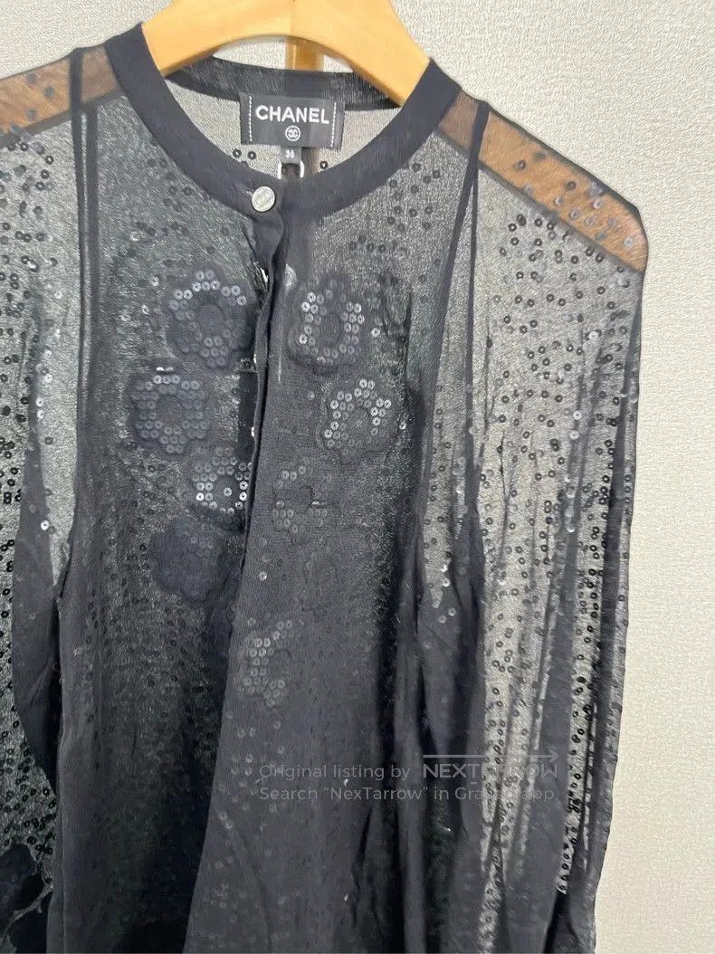 Chanel Chanel Black Floral Knit Jacket 36. Size S / US 4 / IT 40 - 3 Thumbnail
