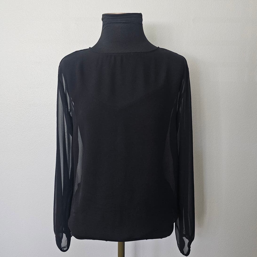 Bailey 44 EUC BAILEY 44 Black Sheer Chiffon Blouse w/Attached Cami XS Size XS / US 0-2 / IT 36-38 - 1 Thumbnail