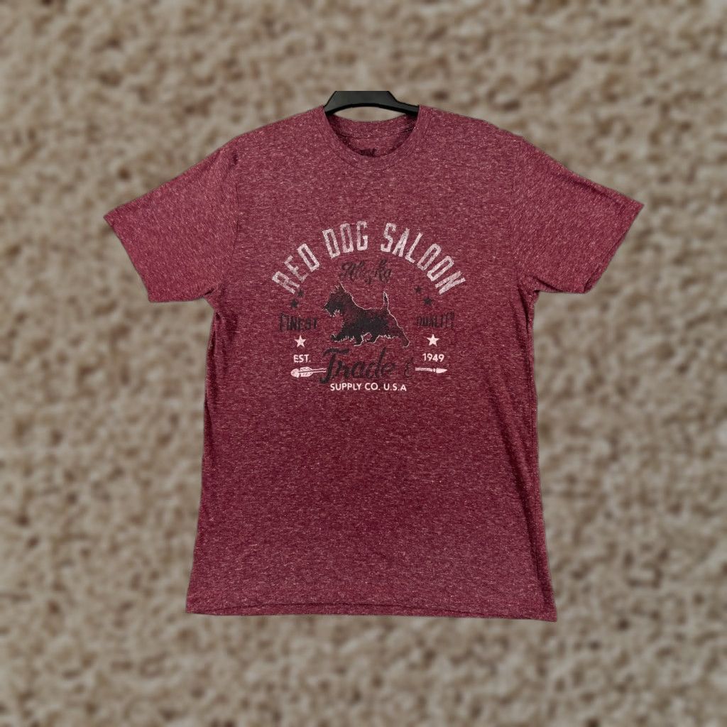 Vintage Red Dog Saloon Shirt Womens M Red Short Sleeve Crew Neck Polyester Jersey Made USA Size M / US 6-8 / IT 42-44 - 1 Thumbnail