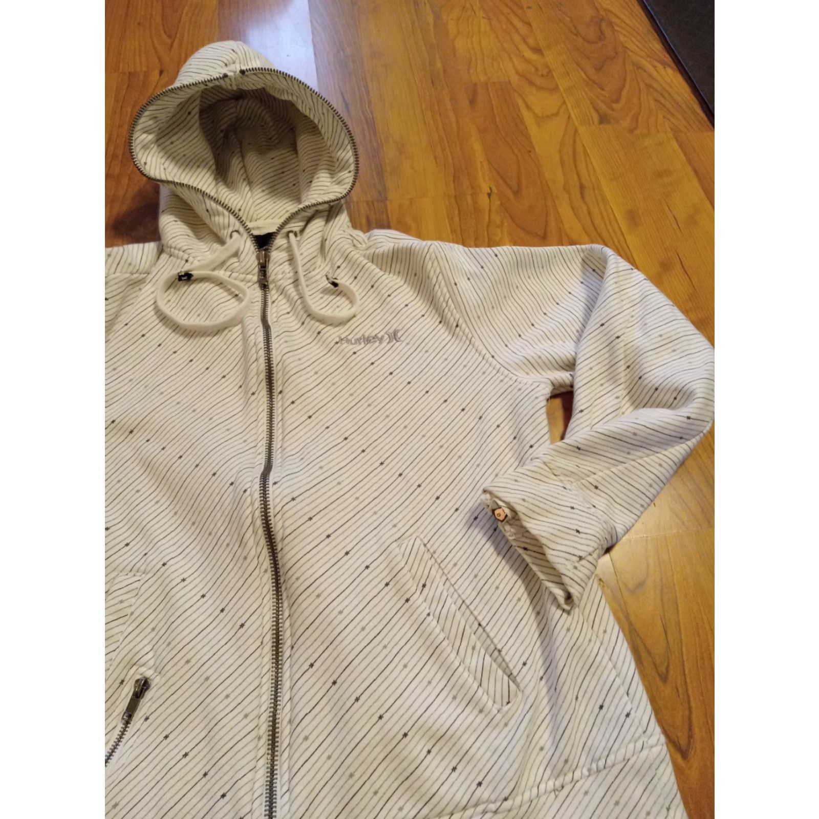 Hurley Hurley Hoodie Shirt Mens Regular M White Full Zip Zipper Hooded Pockets 42" Chest Outdoor Beach Walking Gym & Training Skater Vintage No Size US M / EU 48-50 / 2 - 7 Thumbnail