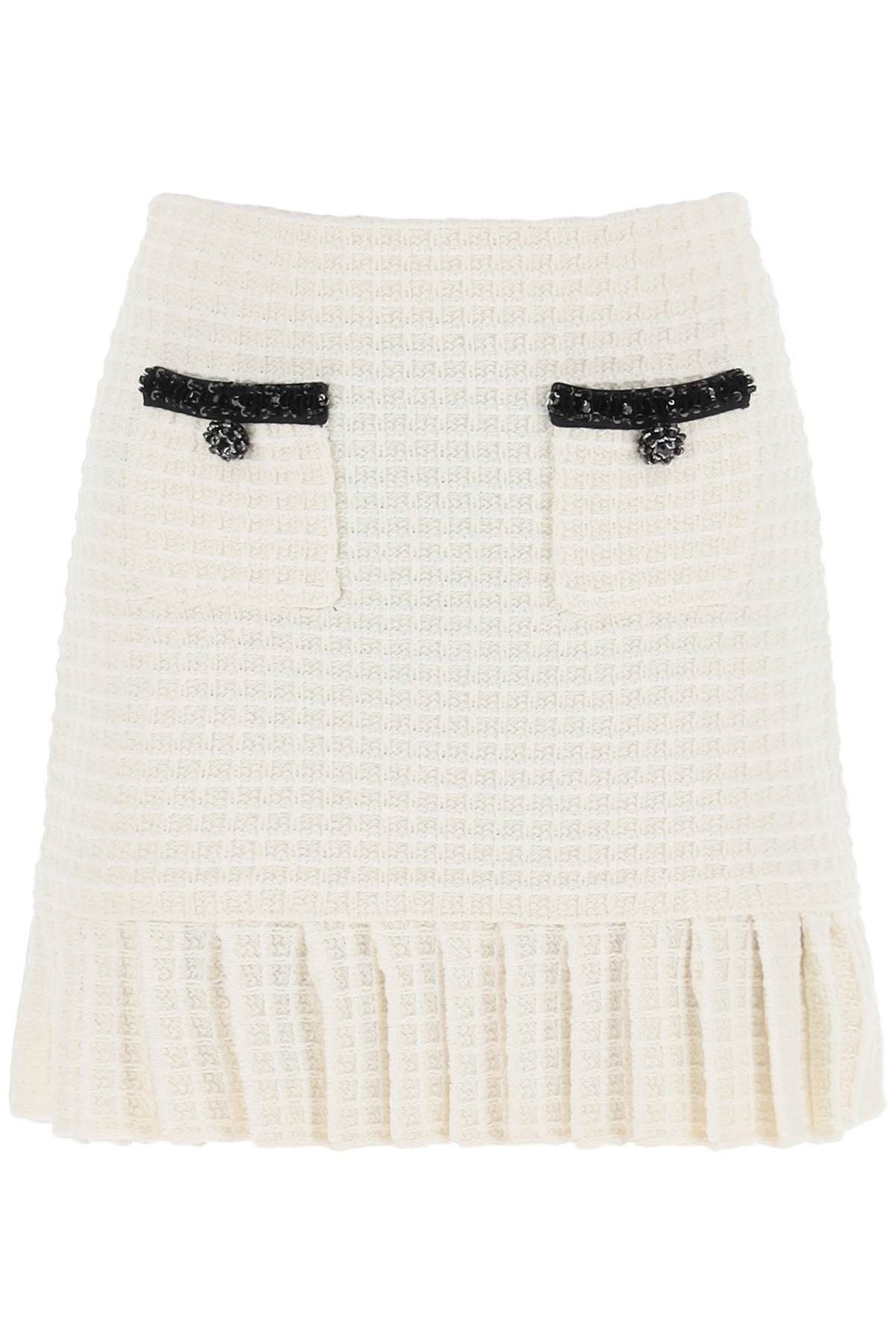 image of Self Portrait Knitted Mini Skirt With Sequins in Mixed Colours, Women's (Size Medium)