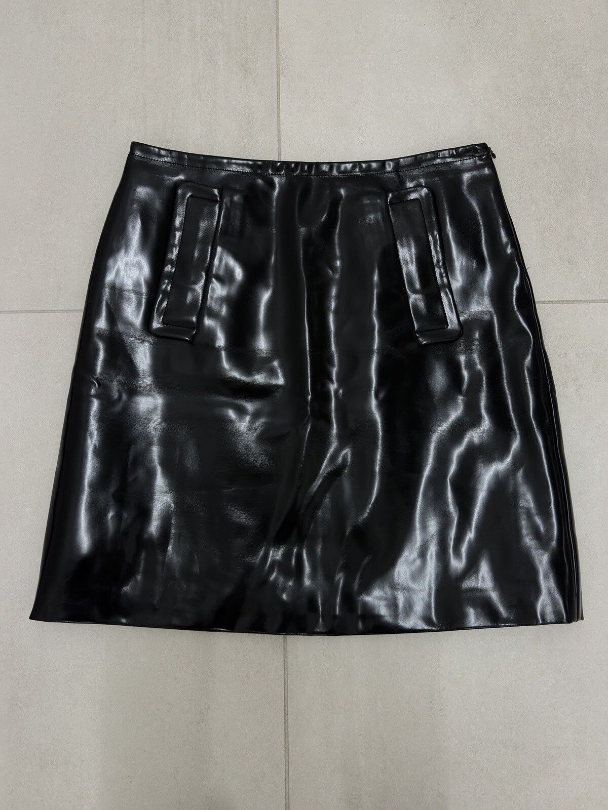 Prada Prada Vinyl Trapezoid A-Line Skirt Black Size 44 Size 30" / US 8 / IT 44 - 1 Thumbnail
