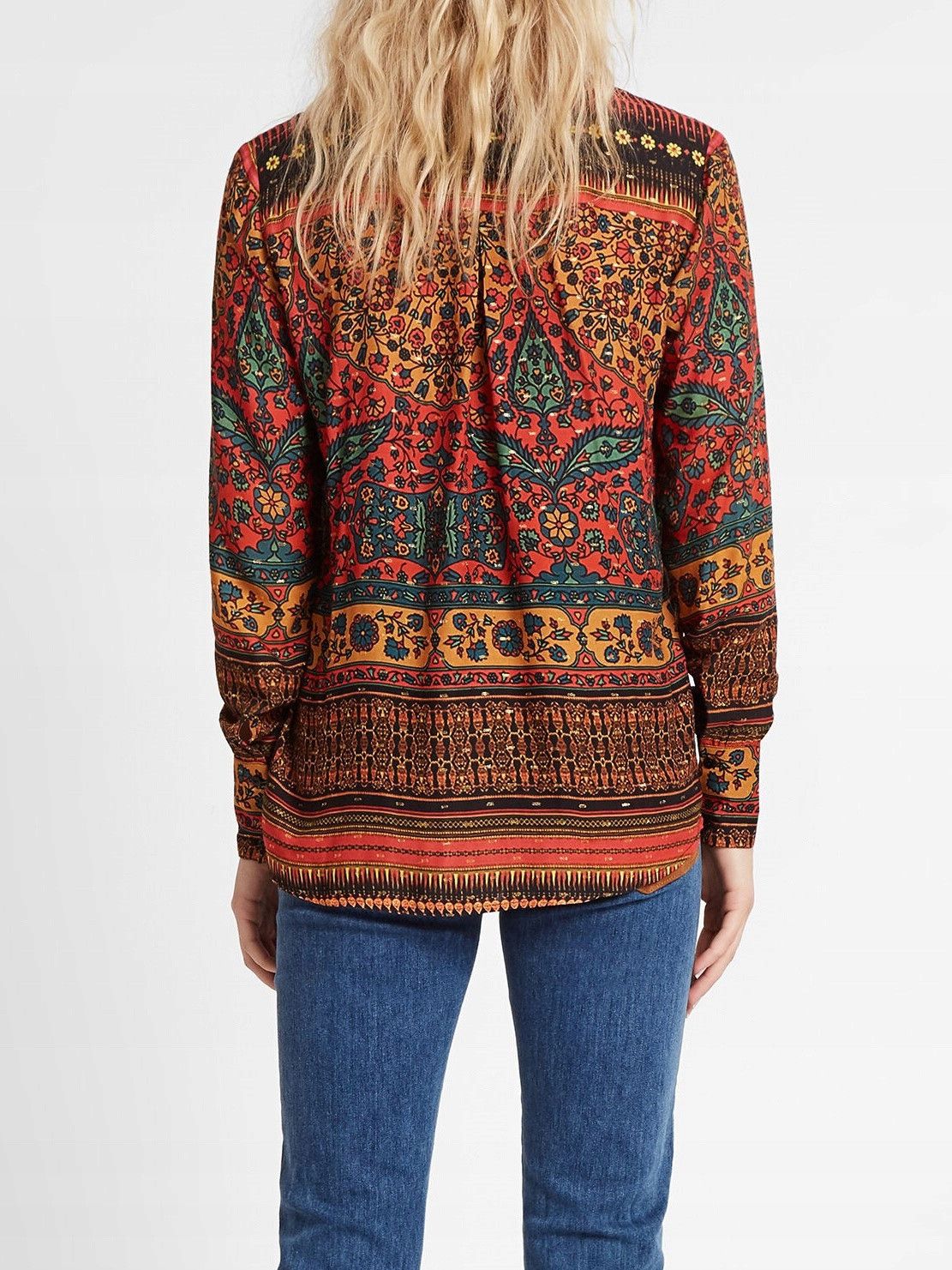 Desigual Desigual Womens Boho Paisley Floral Long Sleeve Blouse Size XL / US 12-14 / IT 48-50 - 2 Thumbnail