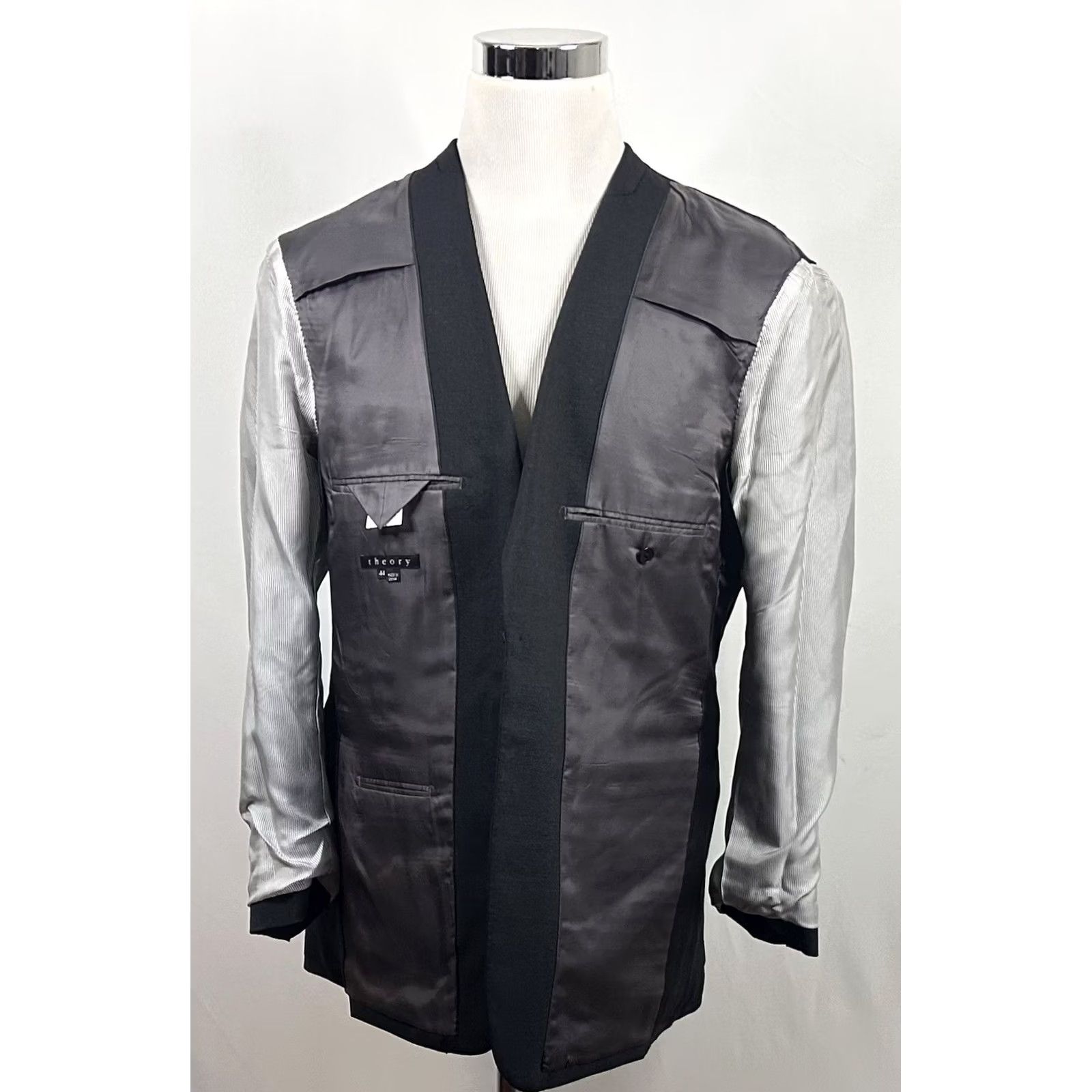 Theory Theory 44R Sport Coat Wool Blend Dark Gray Two Button Lined Double Vented Mens Regular Jacket Size US XS / EU 42 / 0 - 7 Thumbnail