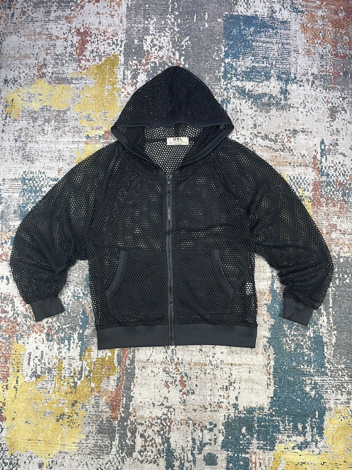 GRLFRND HYPE🔥 GRL Fish Net Black Zipper Hoodies Size L / US 10 / IT 46 - 1 Thumbnail