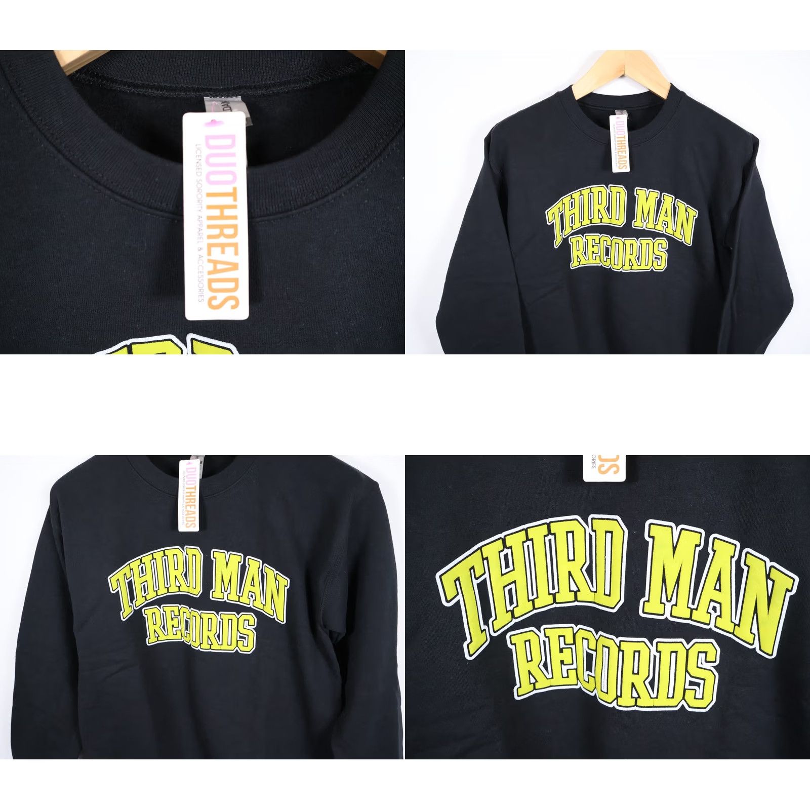 Gildan VINTAGE Third Man Records Sweatshirt Adult Small Black Yellow Puff Print Jack White Shirt Hoodie Mens Pullover Crew Neck Graphic Print Size US S / EU 44-46 / 1 - 8 Thumbnail