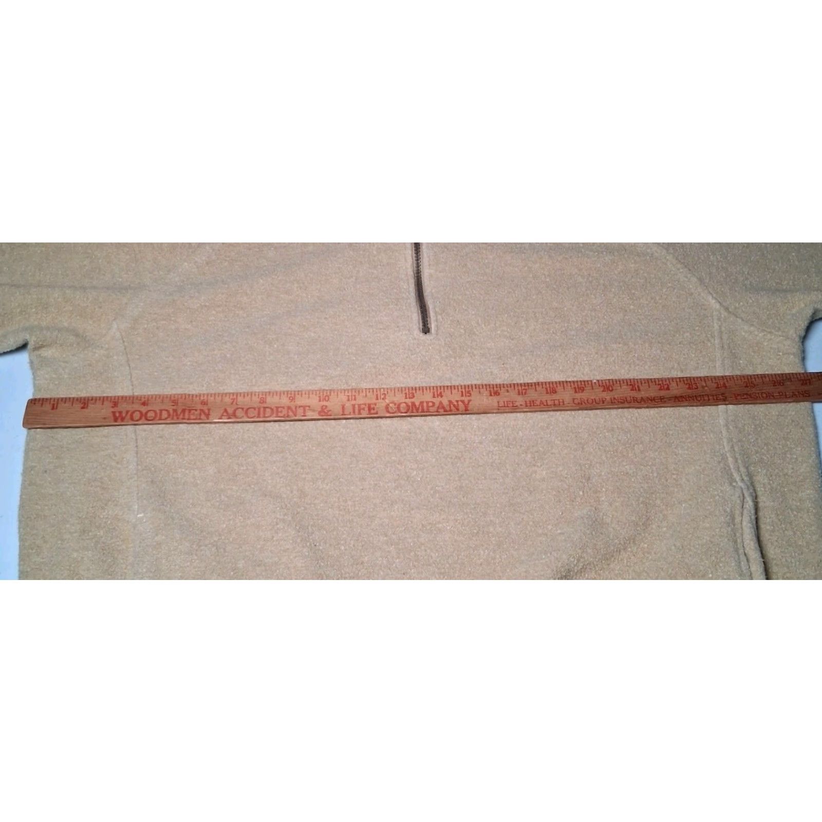 CLOT VINTAGE Straight Down Fleece Jacket Men XL Tan Pullover 1/4 Zip 1/4 Zip Stand-Up Collar Casual Winter USA Made Beige/Tan Terr y Cloth Cotton Blend Size US XL / EU 56 / 4 - 6 Thumbnail