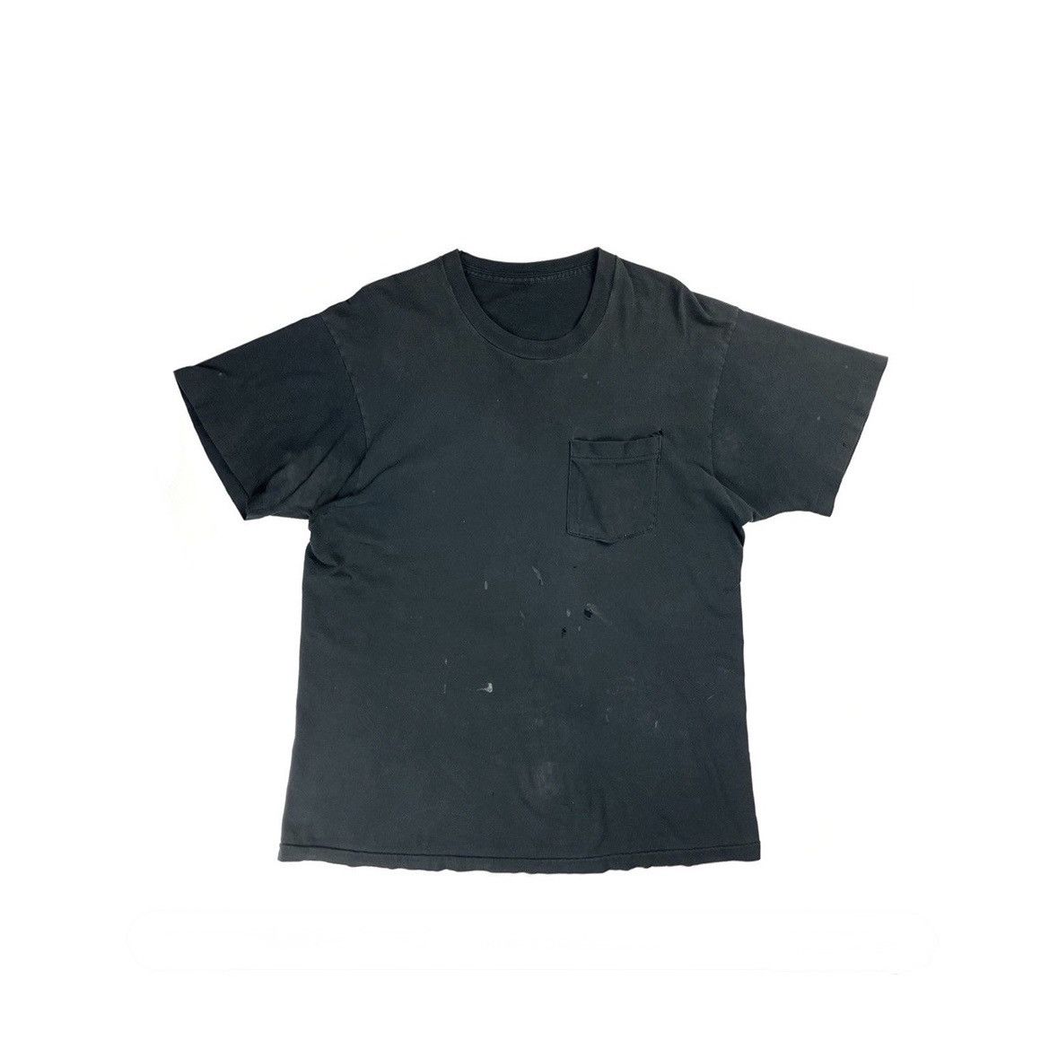 Vintage VINTAGE THRASHED FADED BLACK POCKET T-SHIRT Size US L / EU 52-54 / 3 - 1 Thumbnail