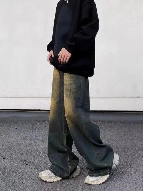 VIBE Retro distressed gradient grunge wide leg jeans Size US 32 / EU 48 - 3 Thumbnail
