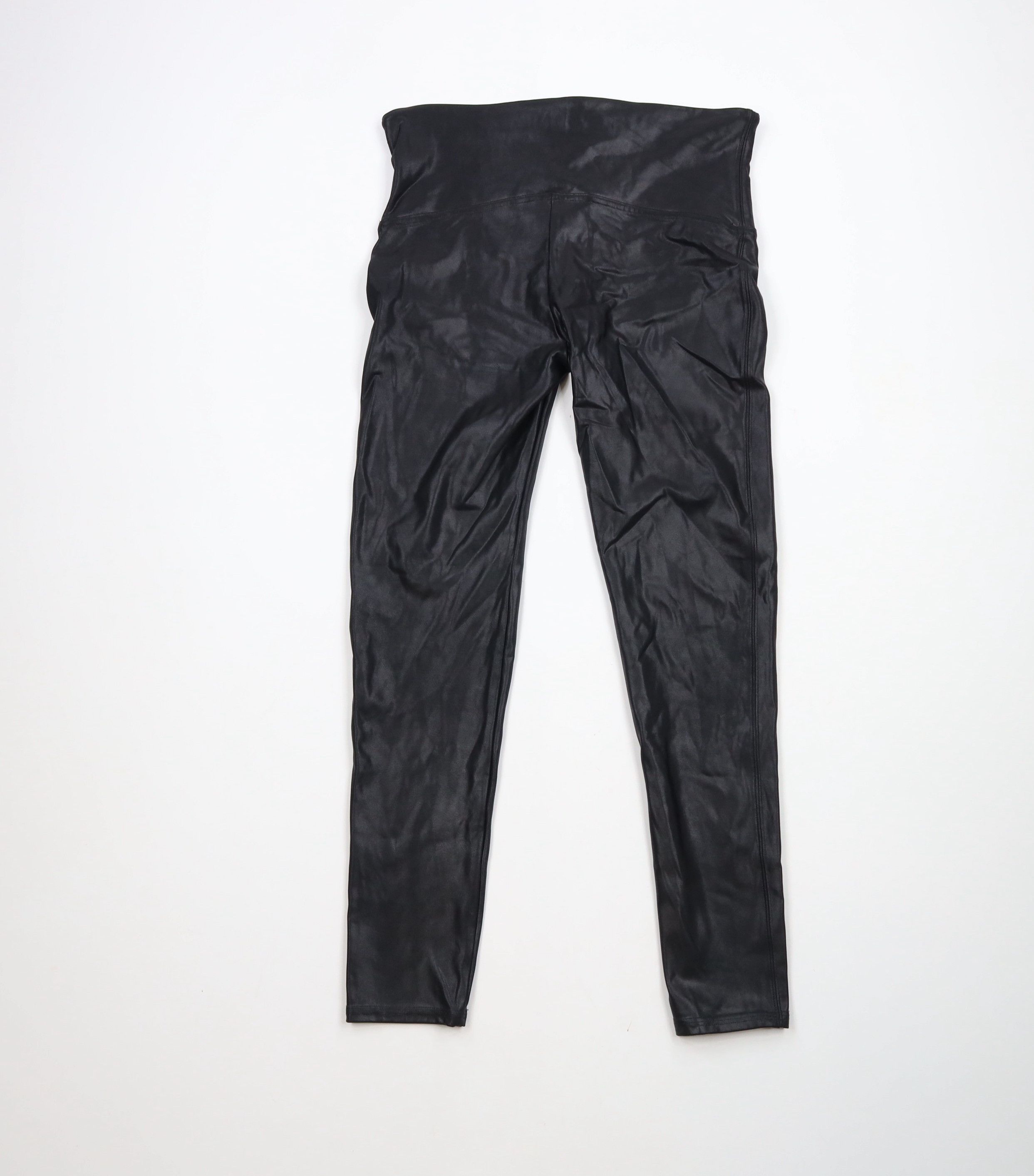 Spanx × Vintage Spanx Faux Leather Spandex Leggings Pants Black Shapewear Size 29" - 7 Thumbnail