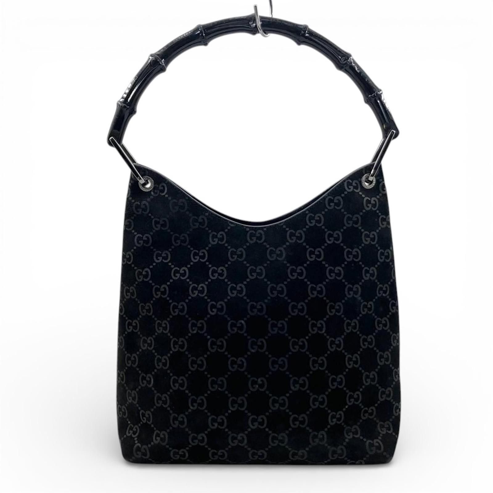 Gucci Gucci - Black GG Canvas Bamboo Handle Shoulder Bag Size ONE SIZE - 2 Thumbnail