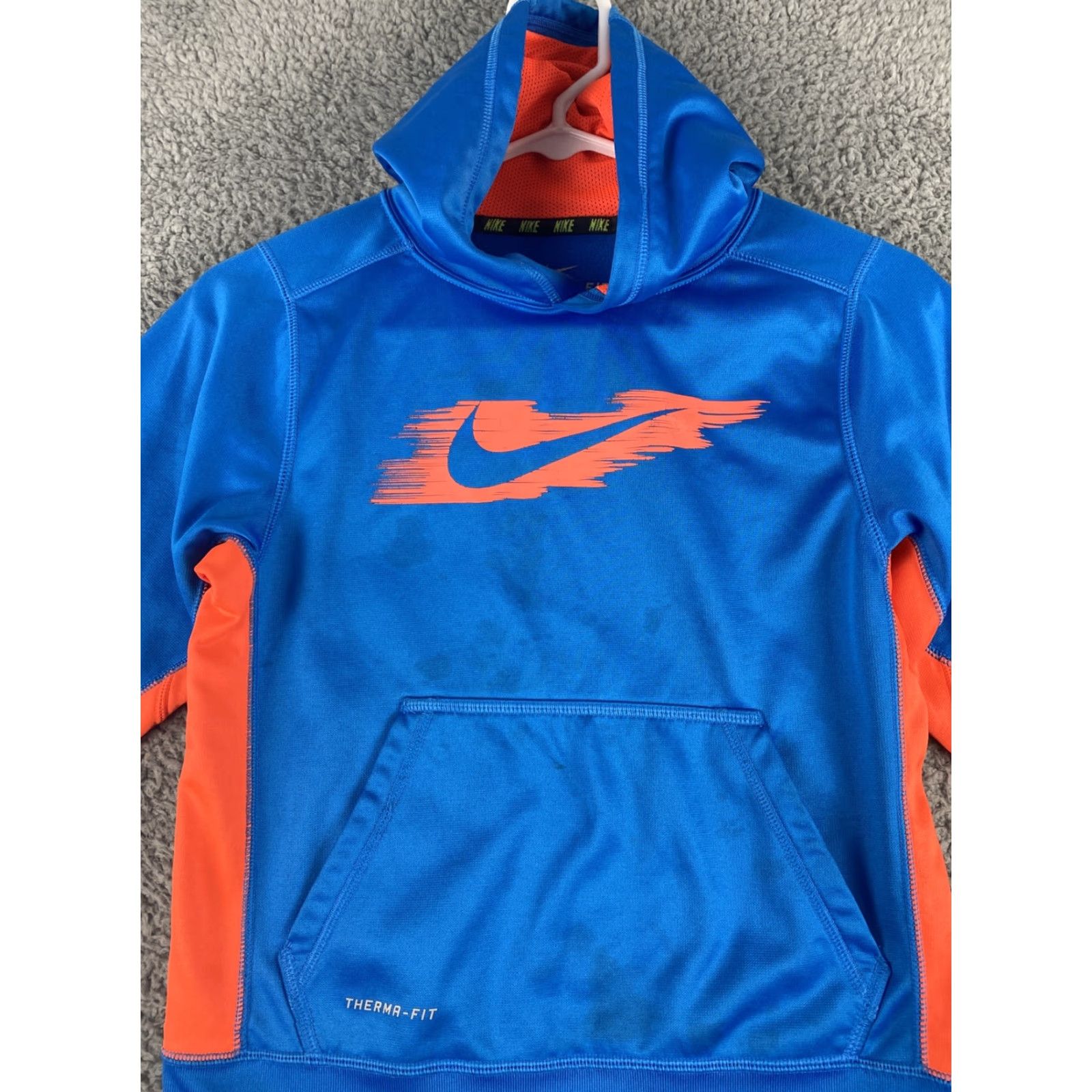 Nike Nike Sweatshirt Hooded Pullover Boys S Blue Swoosh / 42-31 Cotton Regular Teen Sports Fall Spring Size US S / EU 44-46 / 1 - 2 Thumbnail