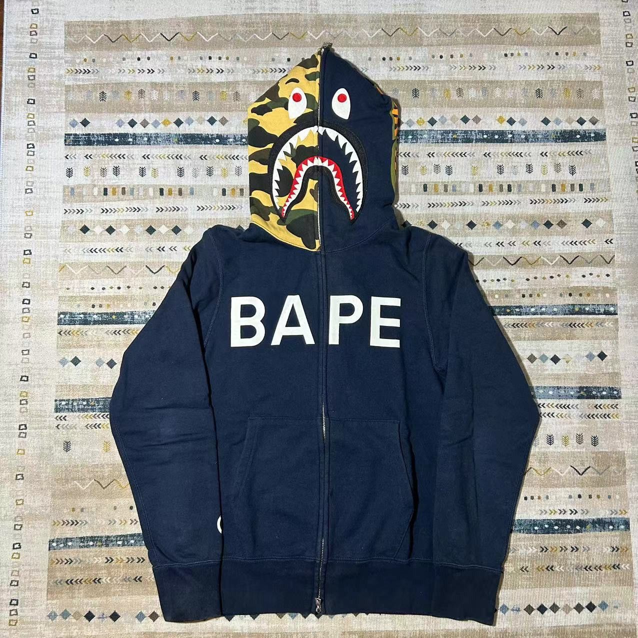 image of Bape Classic Shark Full Zip Hoodie in Black, Men's (Size Small)
