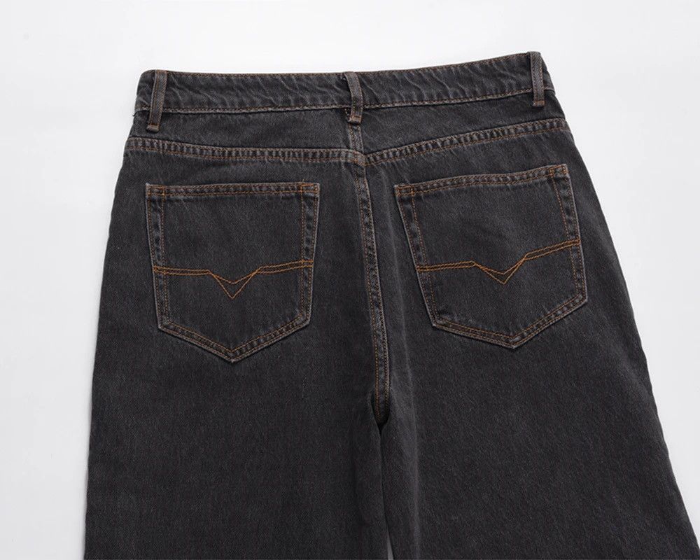 Designer × Japanese Brand Straight Frayed Jeans Side Zipper Harajuku Style Loose Pants Size US 30 / EU 46 - 10 Thumbnail