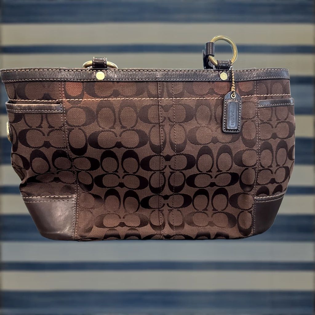 Coach Signature Y2K VTG Gallery Tote Bag Women Brown Canvas Turn 