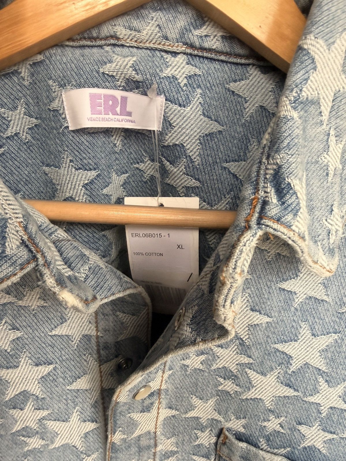 ERL ERL Star Denim Overshirt Size US XL / EU 56 / 4 - 4 Thumbnail