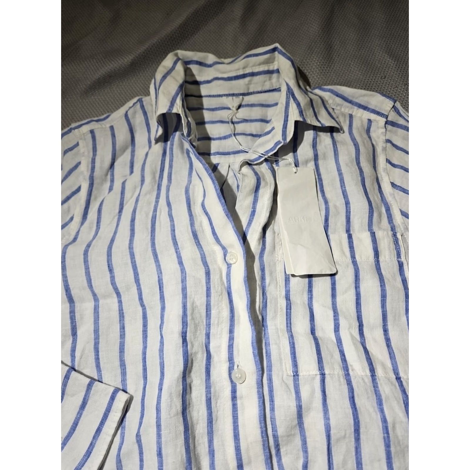 Arket Arket Shirt Womens Small Uk 34 Blue White100% Linen Button Up Slouchy Blouse Size S / US 4 / IT 40 - 2 Thumbnail