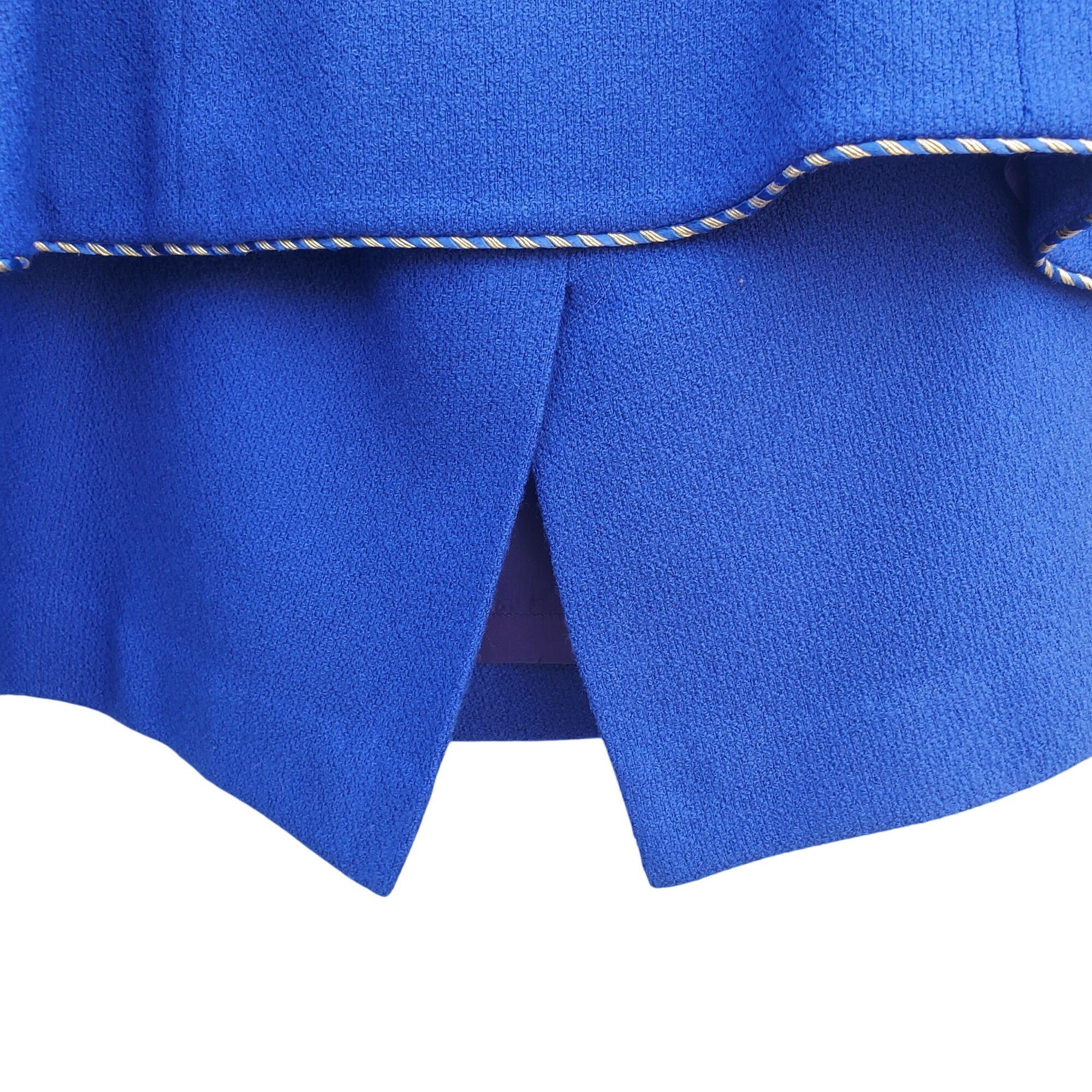 Vintage Vintage 80s Electric Blue Wool Power Skirt Suit L XL Rhinest Size XL / US 12-14 / IT 48-50 - 13 Thumbnail