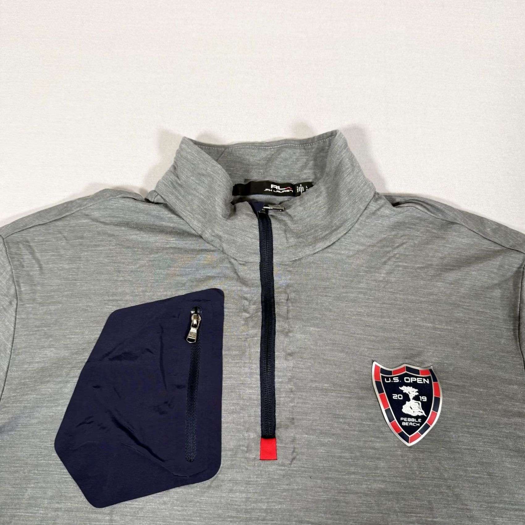 RLX Ralph Lauren RLX Ralph Lauren Shirt Men Large Gray Merino Wool Blend US Open Pebble Beach 1/4 Golf Jacket Size US L / EU 52-54 / 3 - 2 Thumbnail