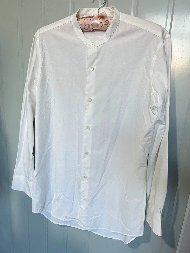 Dries Van Noten Comfortable White Men's Shirt with Small Collar Size US M / EU 48-50 / 2 - 1 Thumbnail
