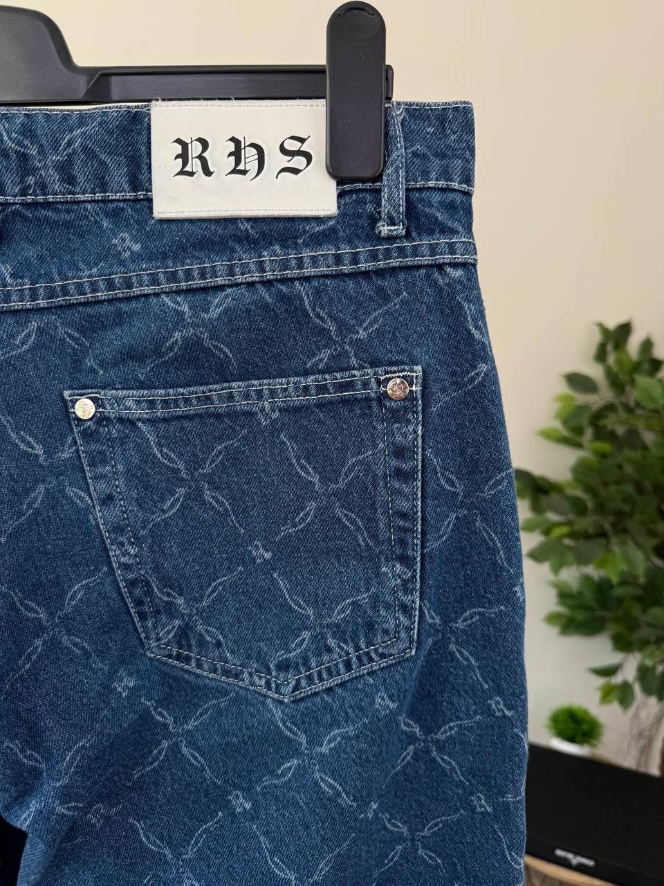 Designer Vintage Rare Humans Lasered Monogram Denim Pants Size US 33 - 10 Thumbnail