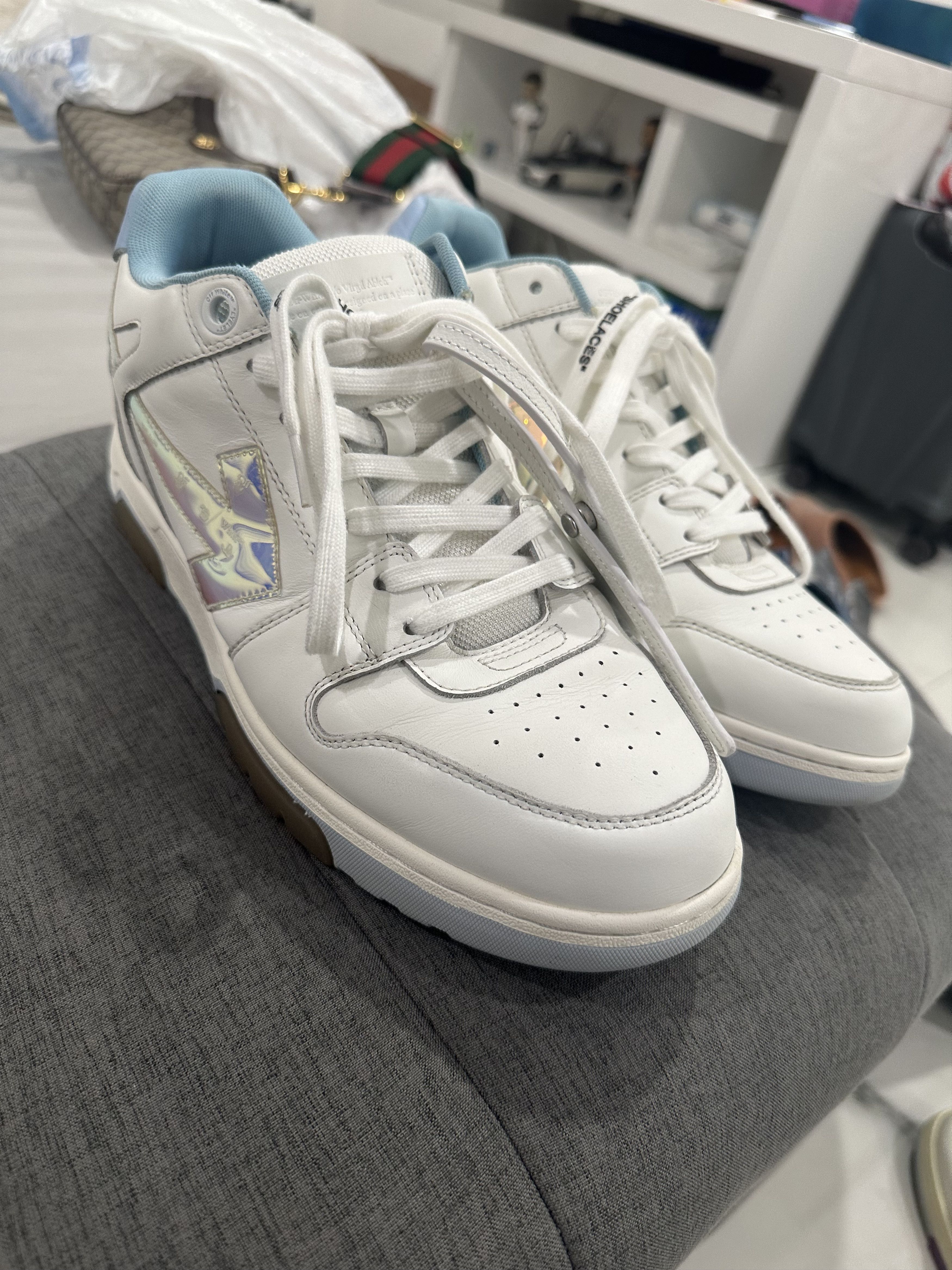Off-White Off White Out Of Office White Iridescent Sneakers Size US 12 / EU 45 - 4 Thumbnail