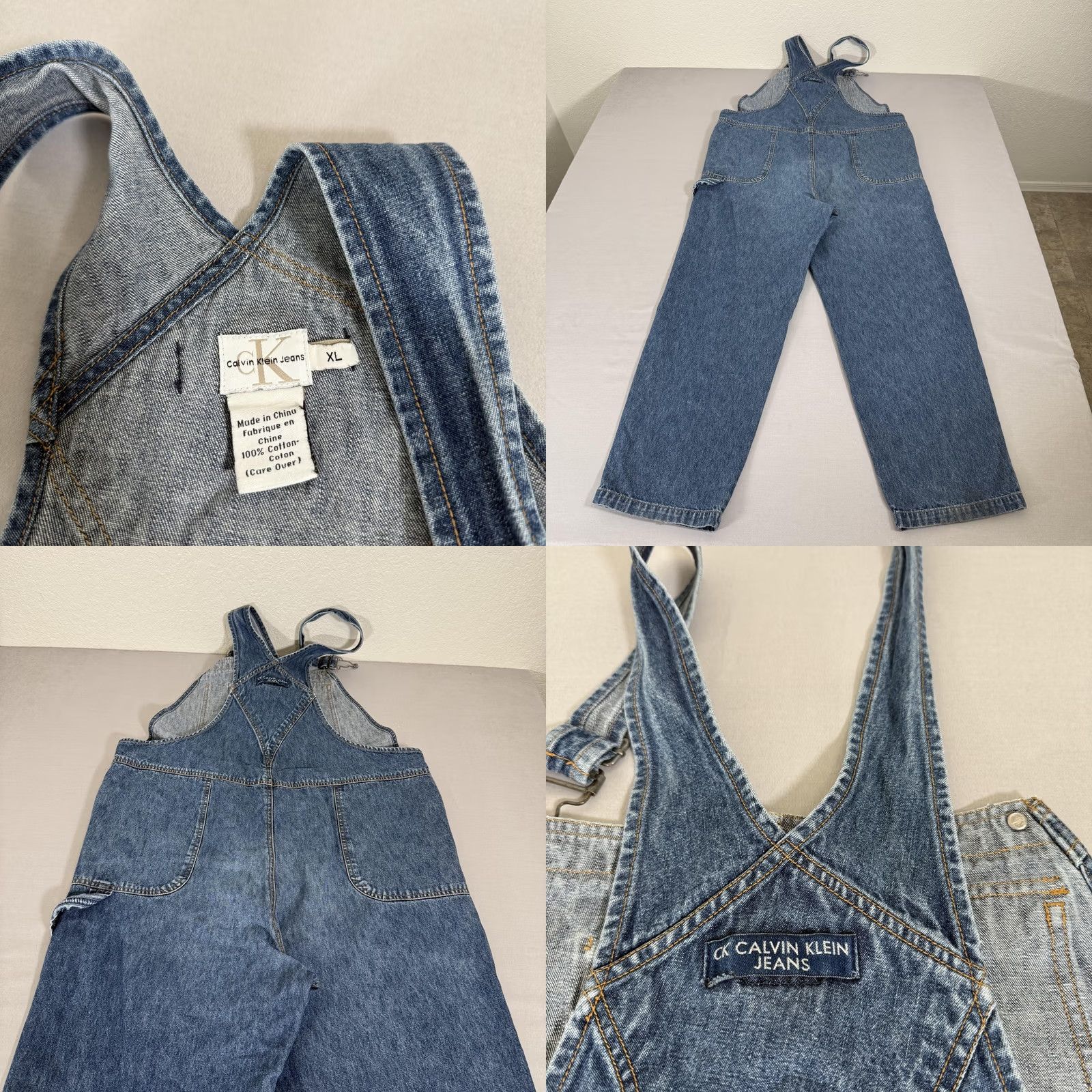 Calvin Klein VINTAGE Calvin Klein Jeans Overalls Mens XL Blue Denim Bib Carpenter Pants 90s Size US 36 / EU 52 - 9 Thumbnail