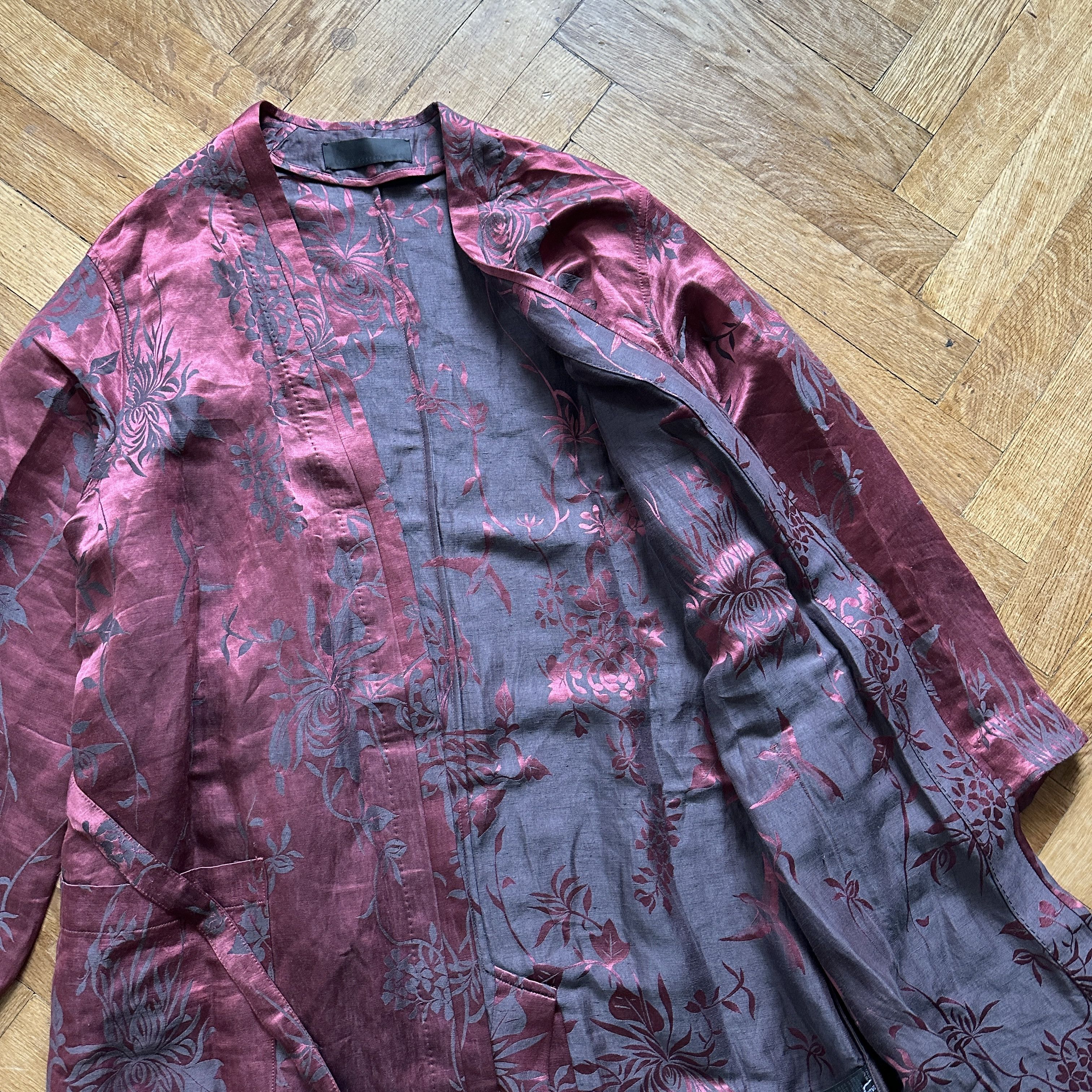 Haider Ackermann SS15 Floral Linen/Silk Oversized Belted Kimono Size US XS / EU 42 / 0 - 7 Thumbnail