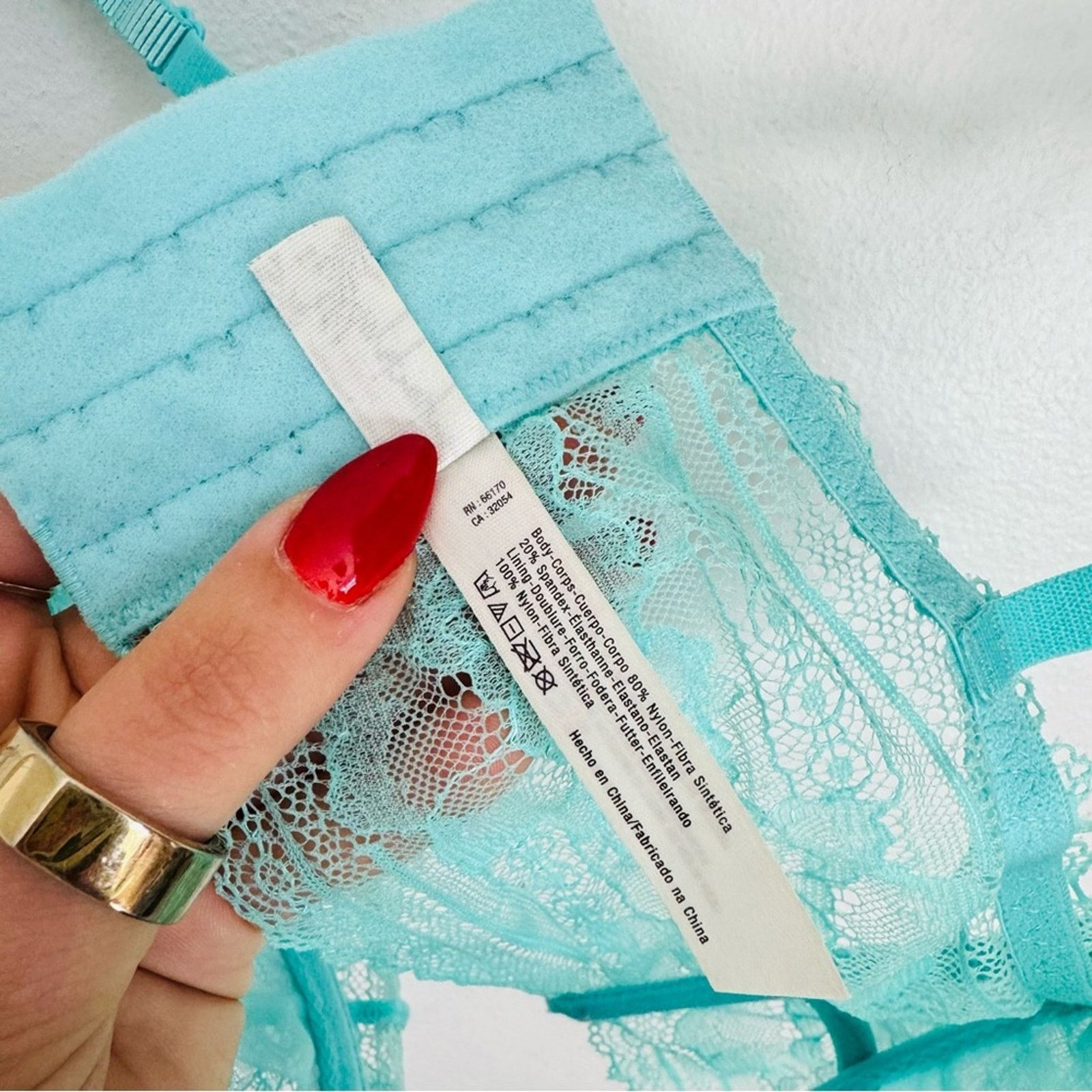 Free People NEW FREE PEOPLE Blue Get Off My Cloud Longline Sheer Lace Size ONE SIZE - 5 Thumbnail