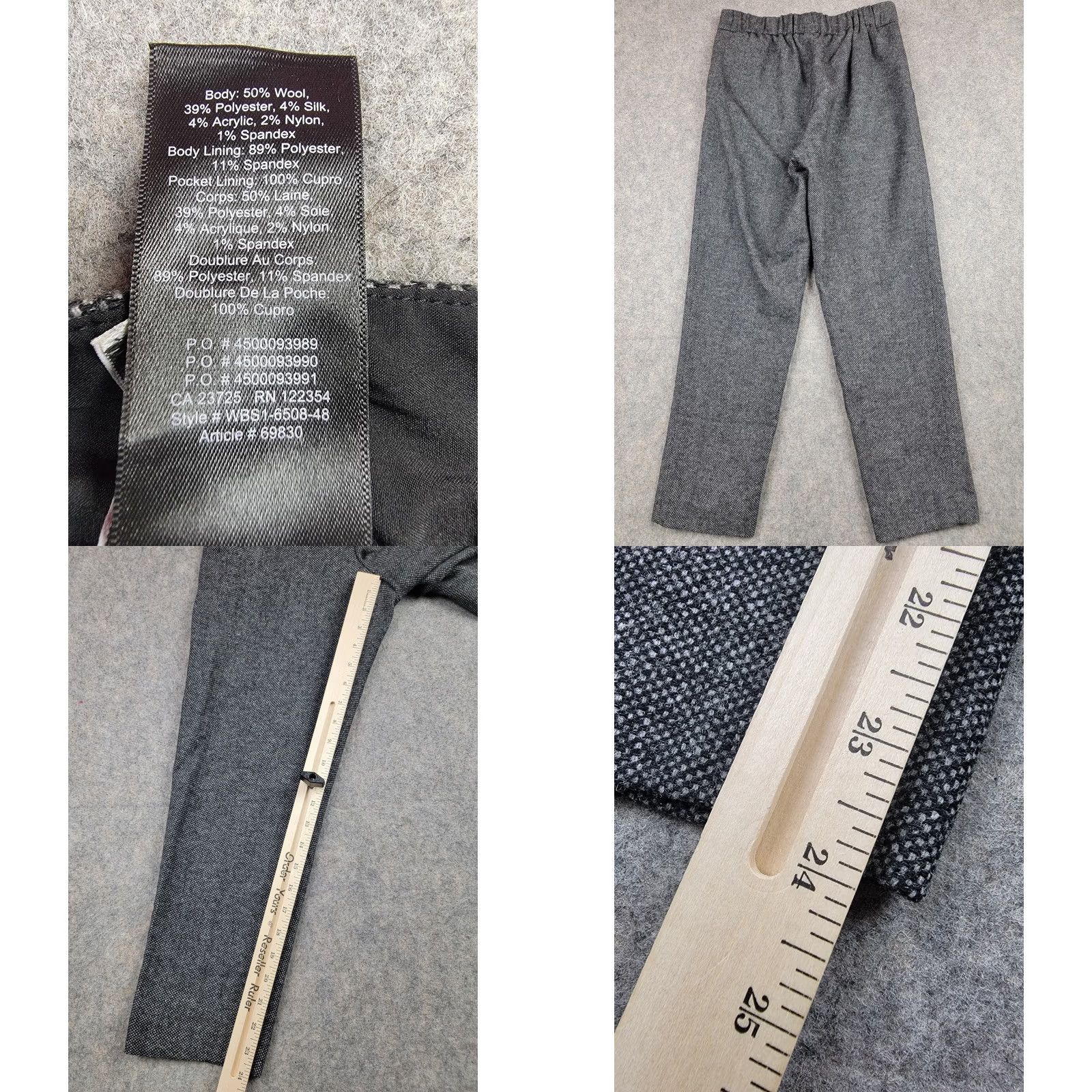 Vintage Babaton Pants Womens Size 0 Gray Wool Blend Pull On Elastic Waist Tweed Trousers Size 25" / US 0 / IT 36 - 8 Thumbnail