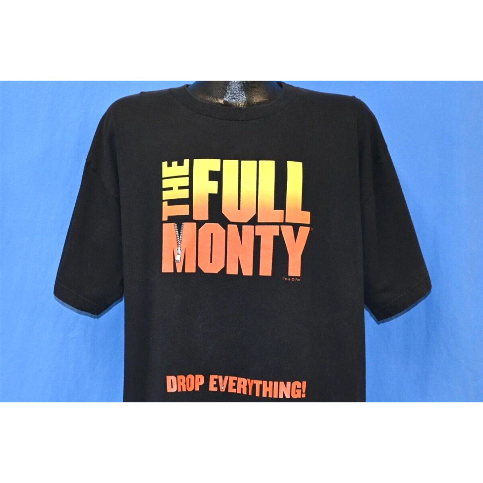 image of Vintage 90's The Full Monty Drop Everything Movie Play Licensed T-Shirt XL in White, Men's