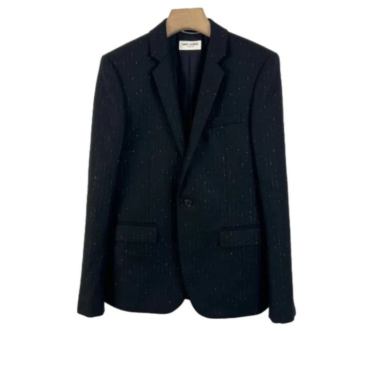 Saint Laurent Paris Yves Saint Laurent Black Striped Blazer Jacket 0079 Size L / US 10 / IT 46 - 1 Thumbnail