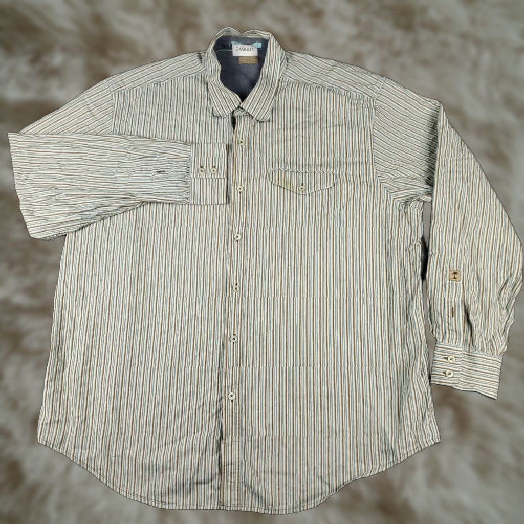 Tommy Bahama Tommy Bahama Shirt Mens 2XL Striped Button-Up Long Sleeve Beige Blue Cotton Casual Shirt Mens 2XL Size US XXL / EU 58 / 5 - 1 Thumbnail