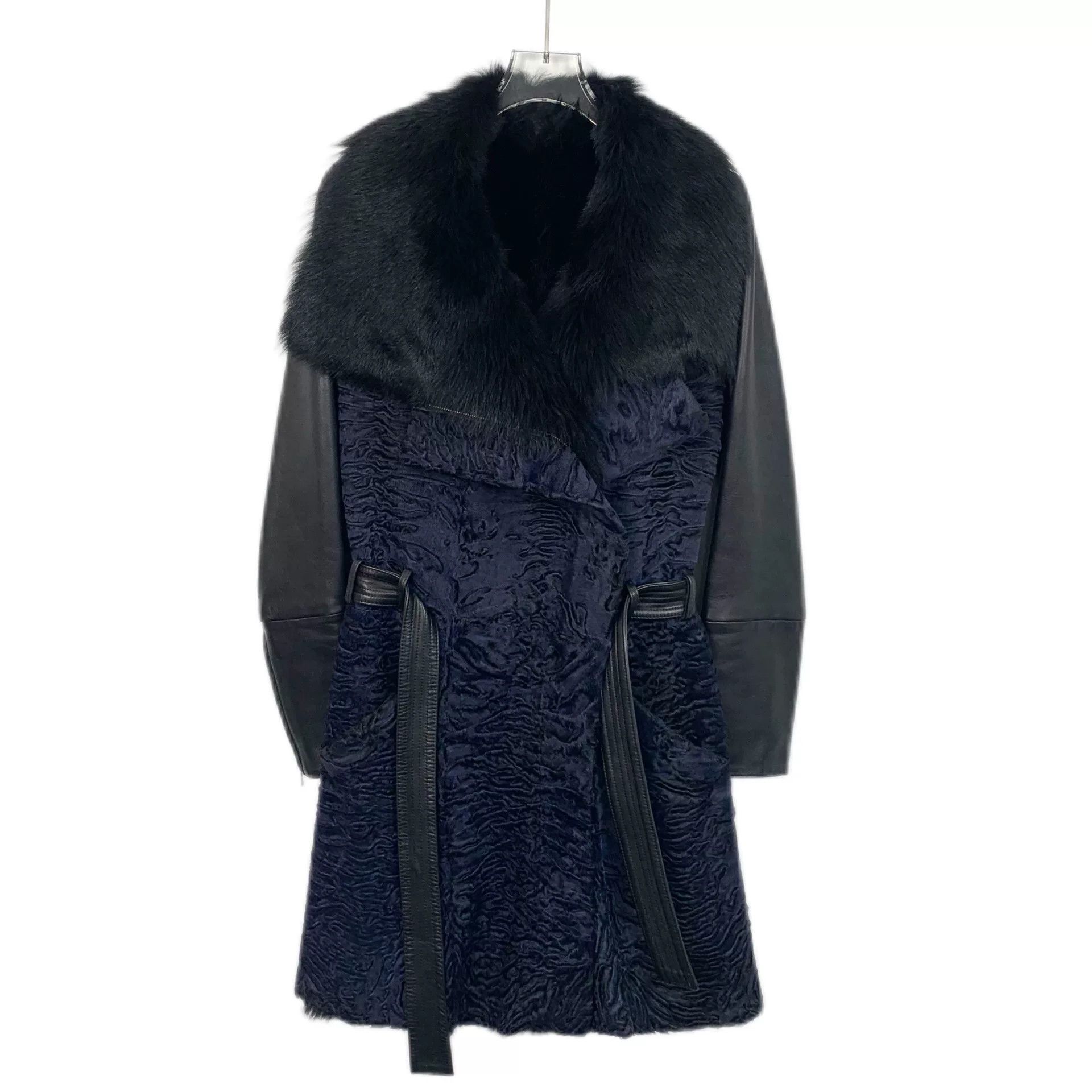 Dior christian dior black leather coat with belt Size US XXS / EU 40 - 1 Thumbnail